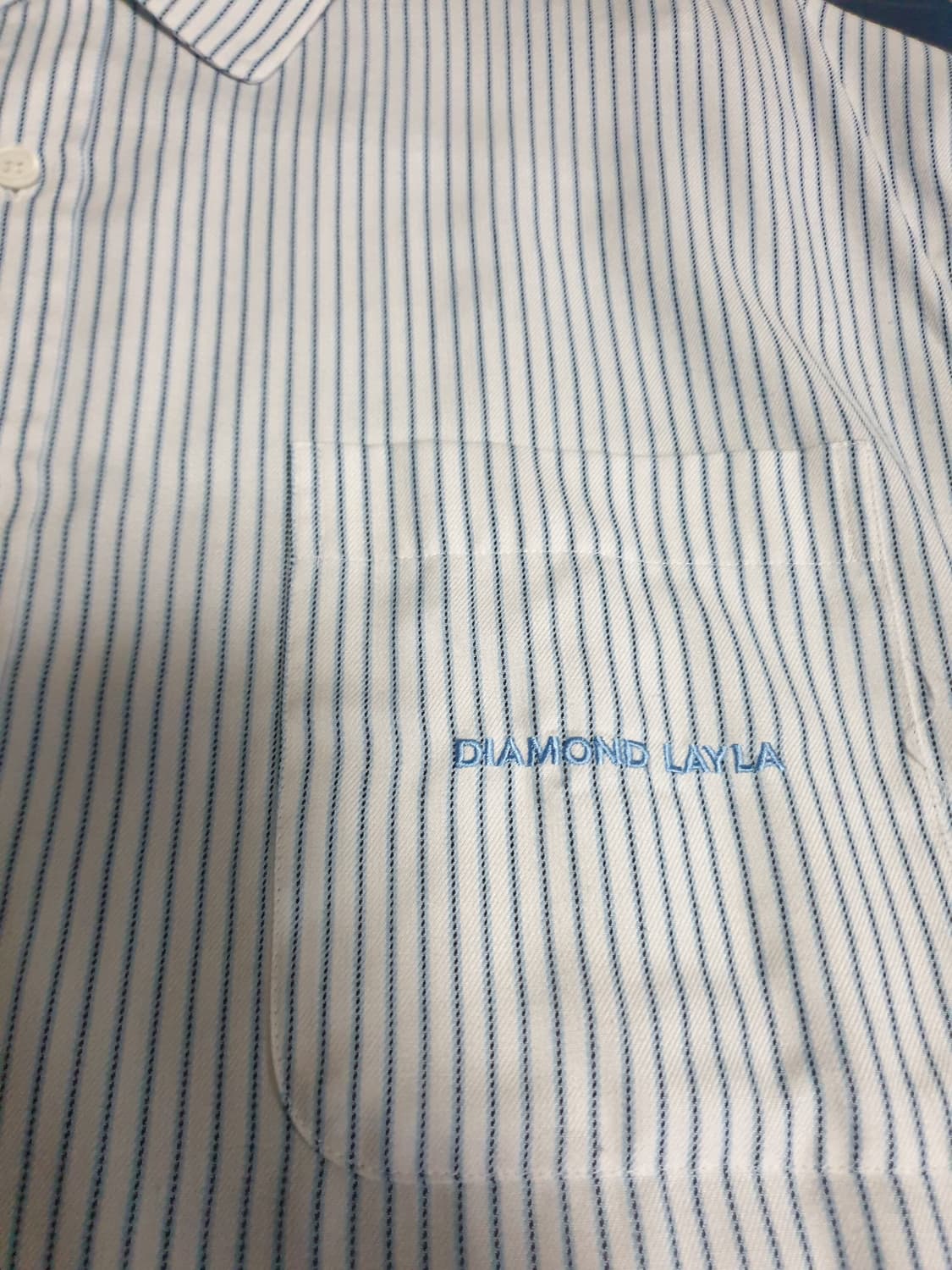다이아몬드레이라 폴리혼방 스트라이프 긴팔셔츠 블루 (XL) 상품이미지2