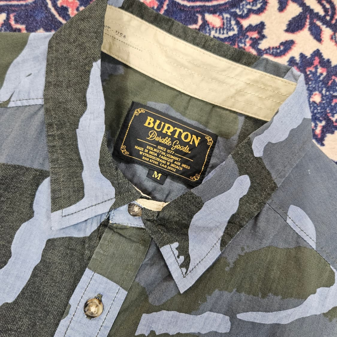 BURTON in USA 블루 카모플라쥬 반팔 셔츠 M 상품이미지6