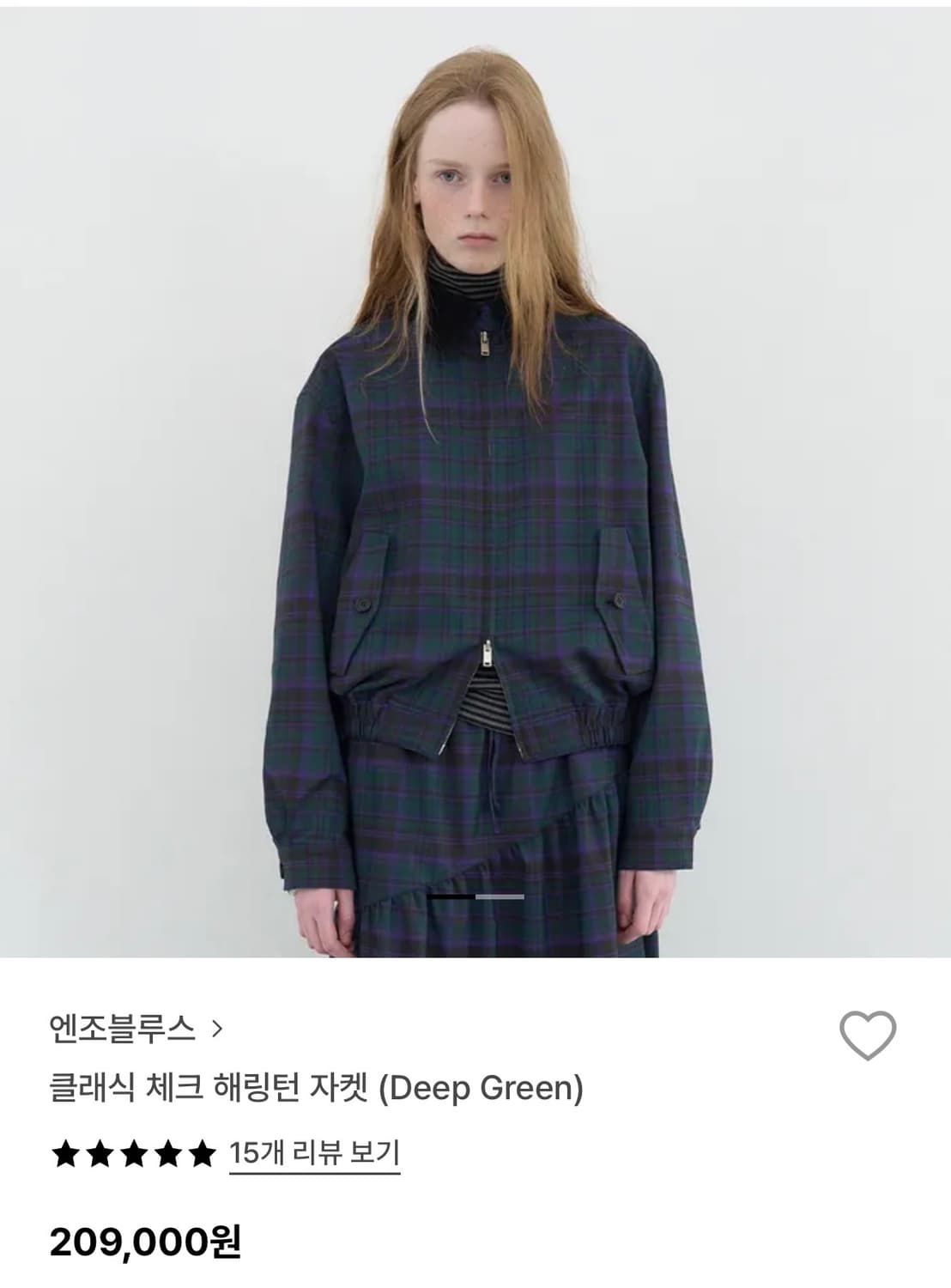 ENZO BLUES 클래식 체크 해링턴 자켓 상품이미지1
