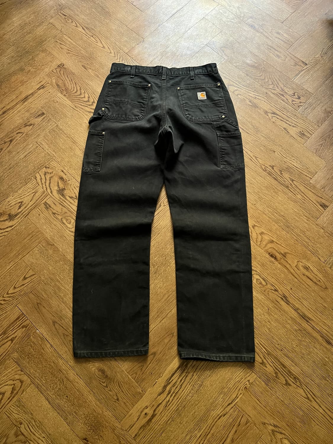 [34]칼하트 USA 덩가리핏 빈티지 워싱 블랙 더블니 워크 팬츠 상품이미지2