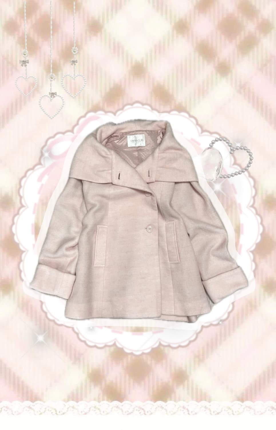 이시하라 사토미 세트 룩 핑크라떼 반코트 잉그니 리본 로걀탑 상품이미지2