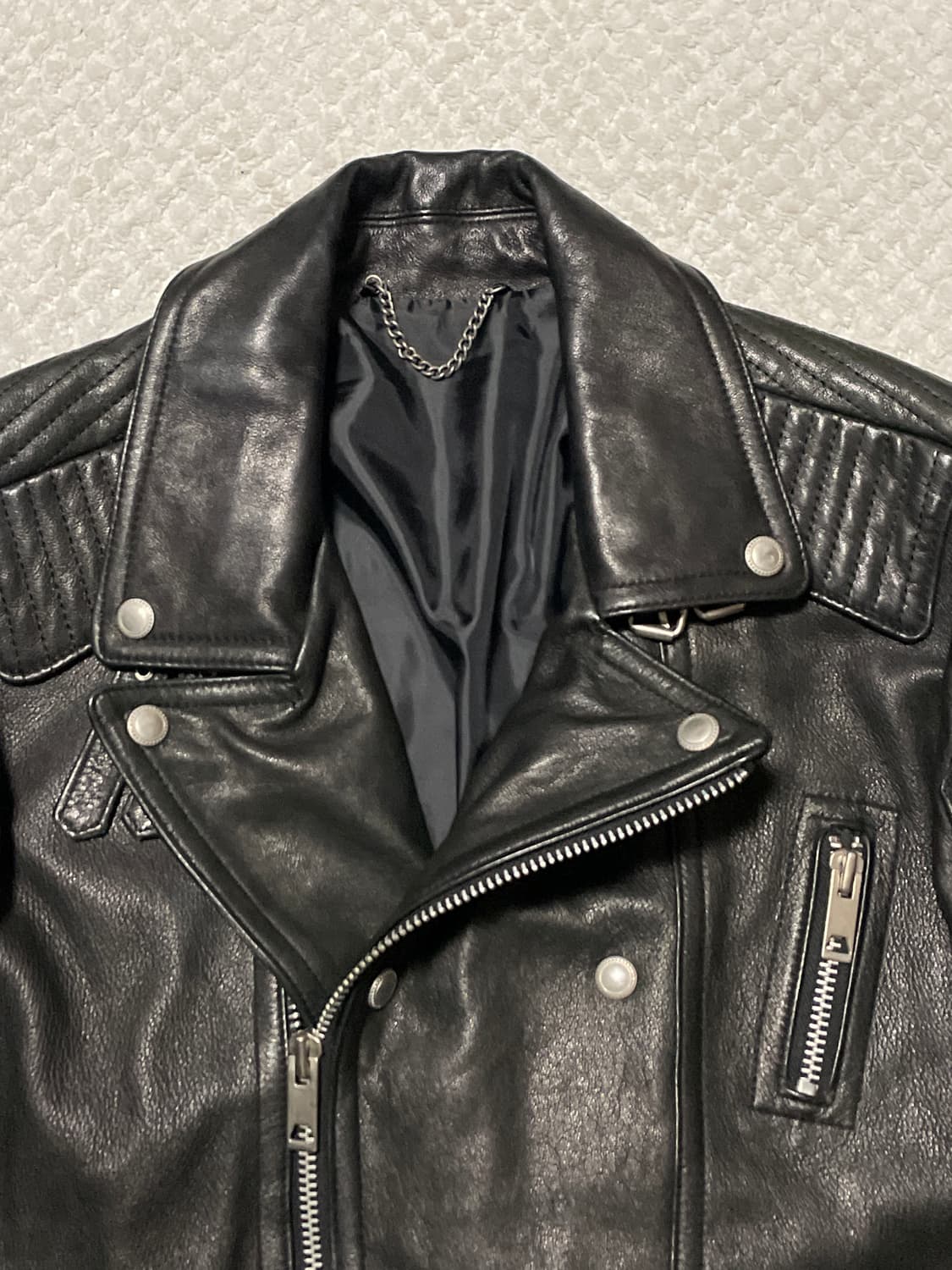 웨스턴 무드 램스킨 양가죽 바이커 레더 자켓 상품이미지4