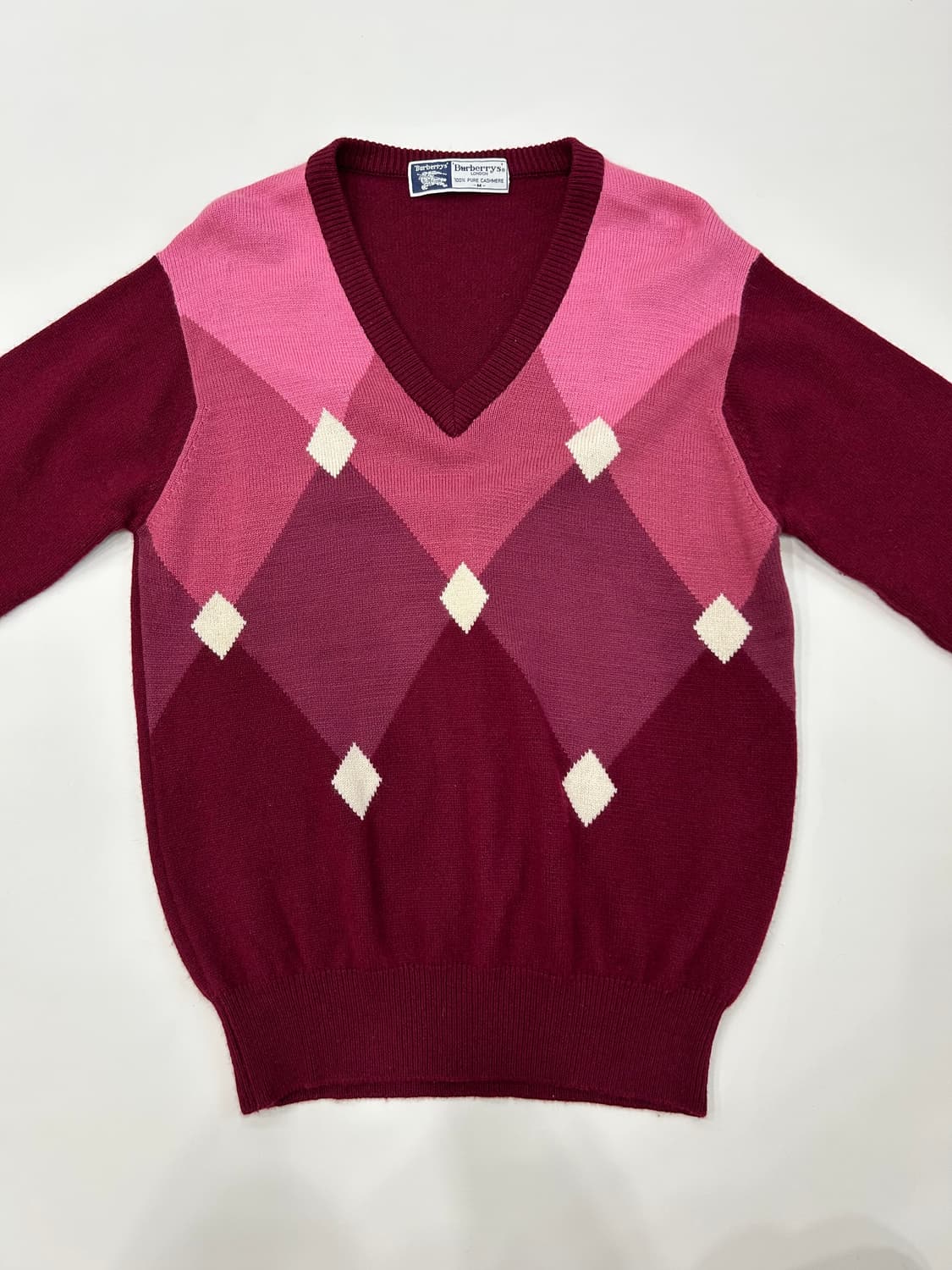 BURBERRY 버버리 핑크버건디 아가일니트 상품이미지3