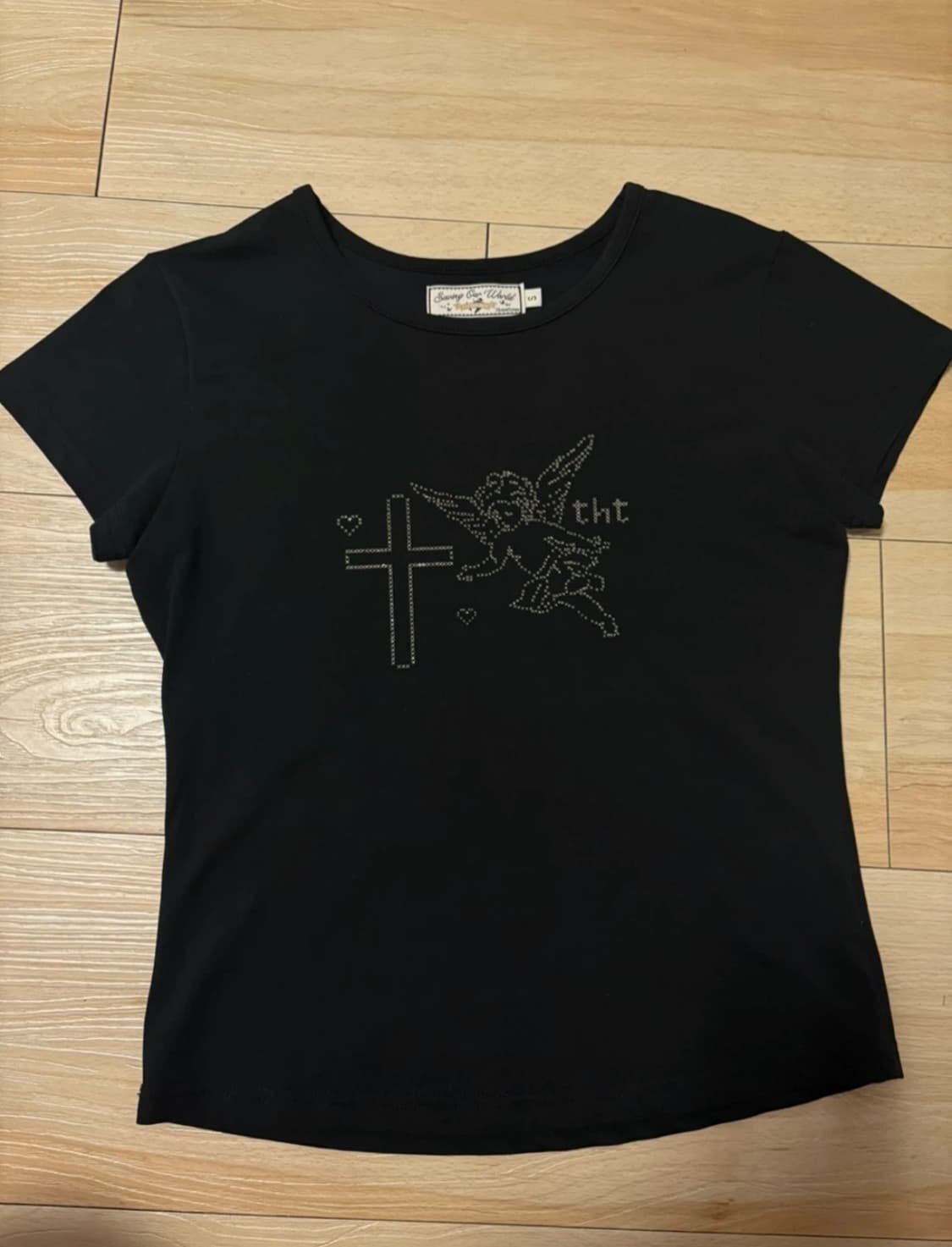 쓰리타임즈 픽셀 엔젤티 블랙 s 상품이미지2