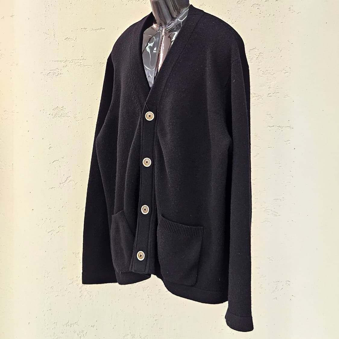 [XL] 크롬하츠 캐시미어 레더패치 가디건 블랙 B1213C154 상품이미지3