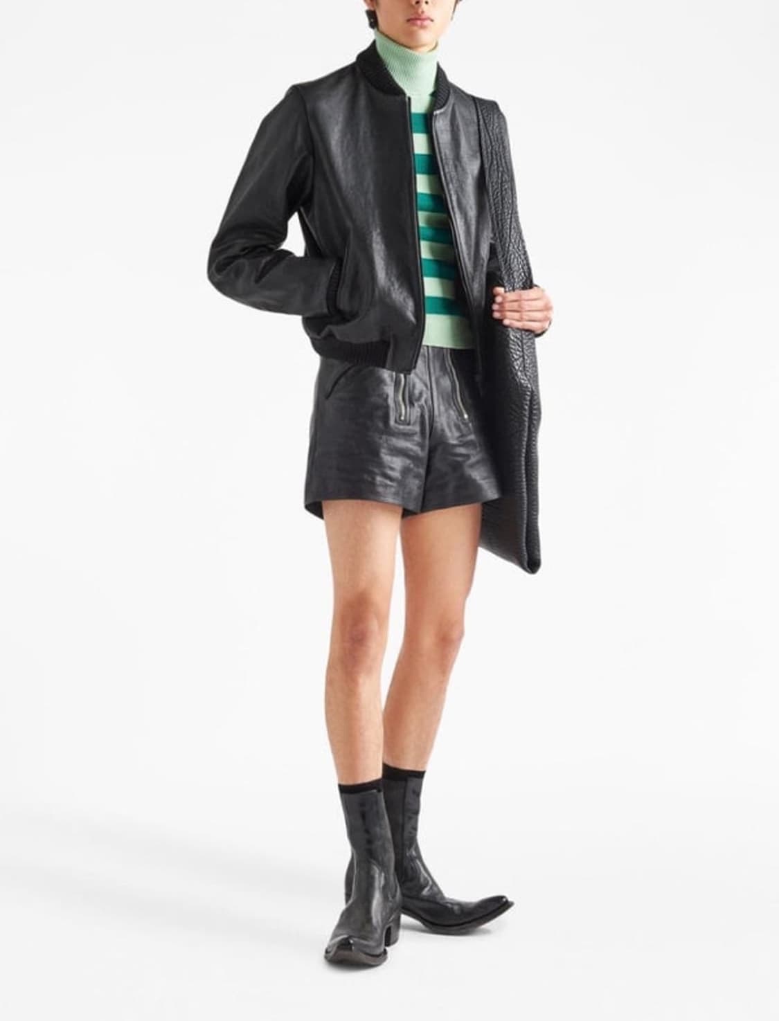 [50] 프라다 23ss 레더 봄버 자켓 상품이미지4