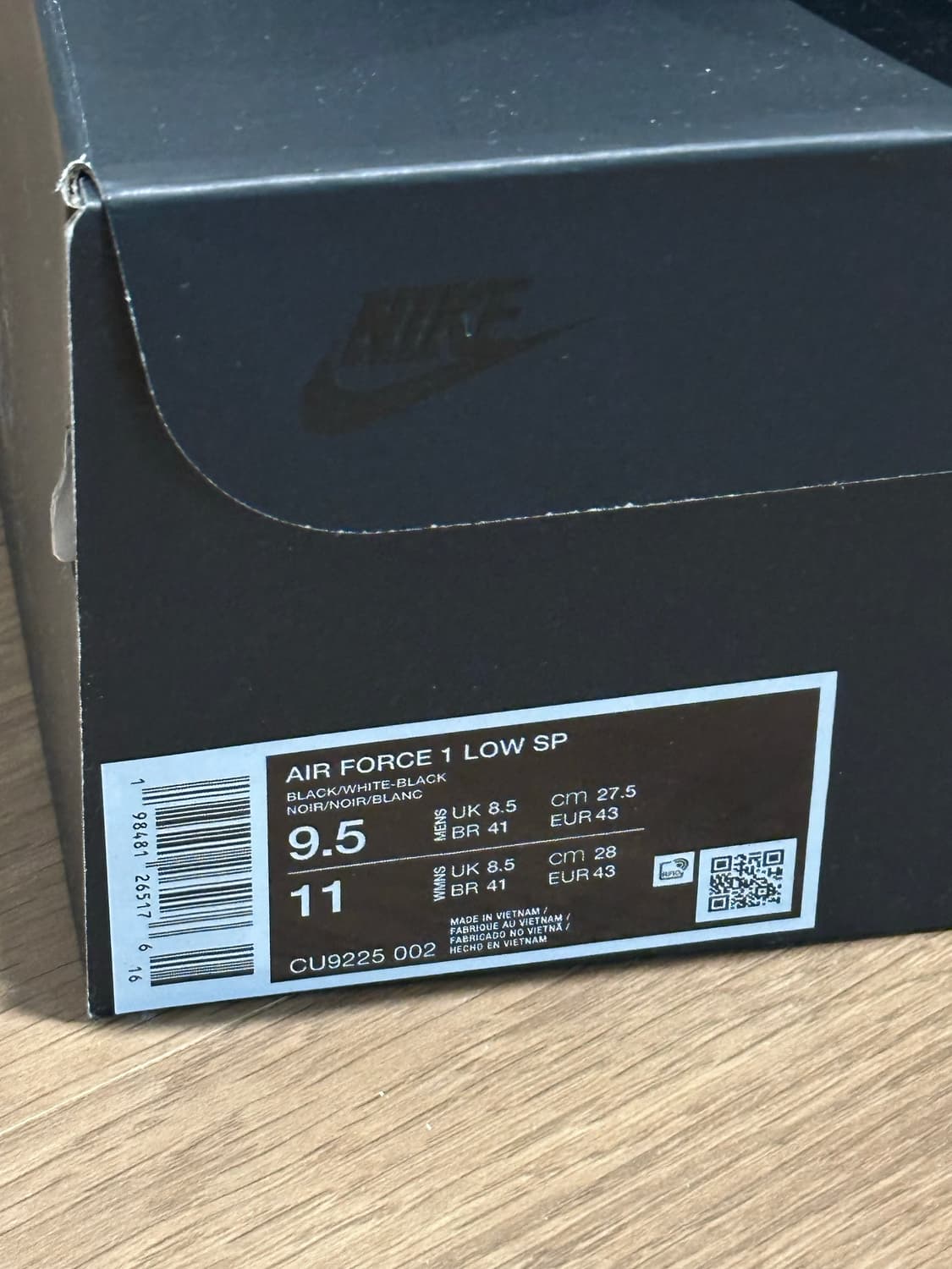 나이키 x 슈프림 에어포스 1 로우 블랙 상품이미지6