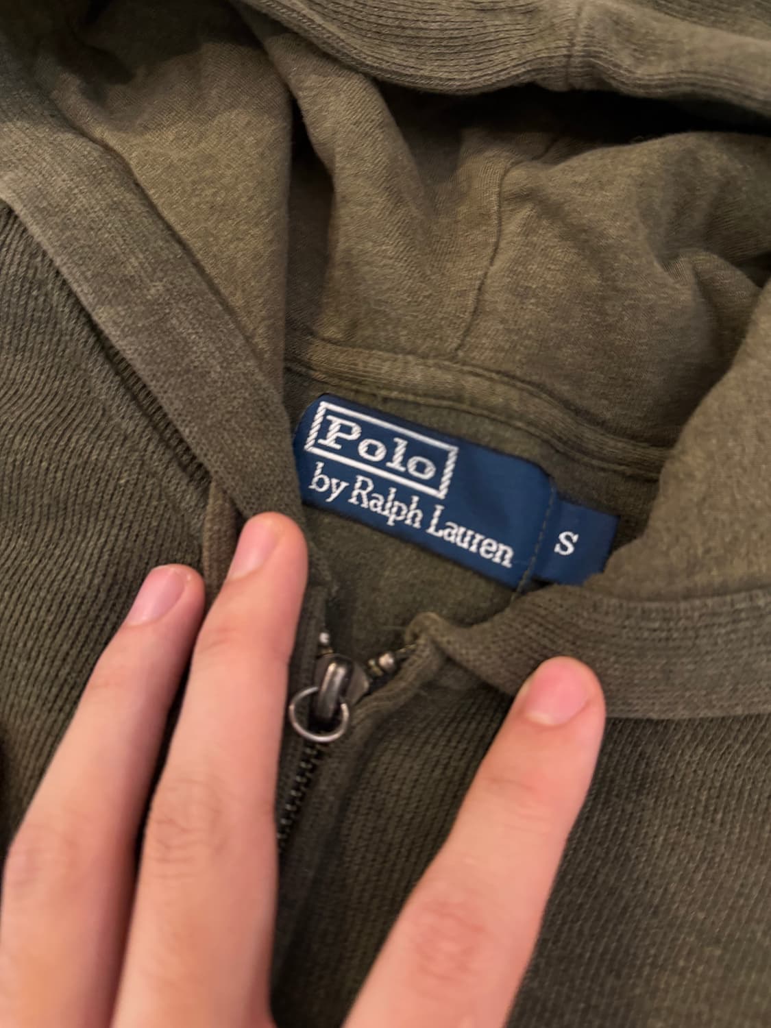 00s 폴로 랄프로렌 투웨이 와플 니트 후드집업 올리브 상품이미지4