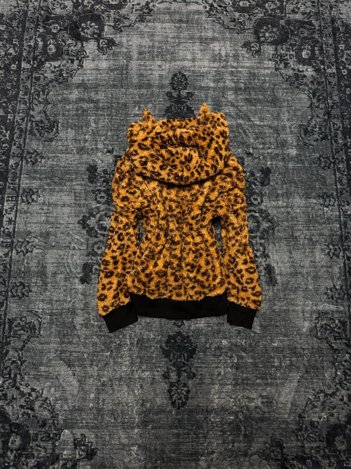 Dig deep cat ear leopard fur hoodie 상품이미지6