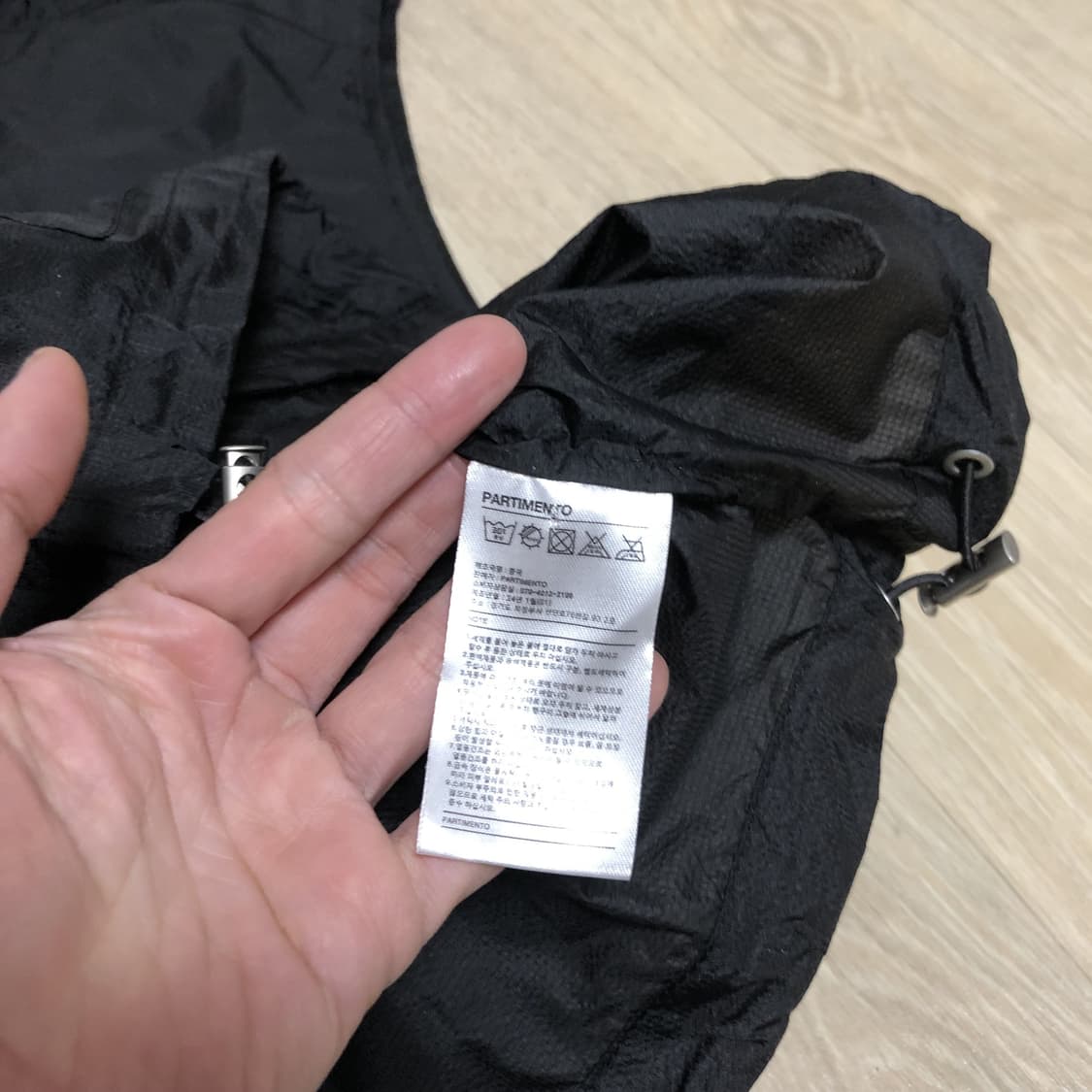 (L) 새상품 파르티멘토 PARTIMENTO 시어 후드 베스트 블랙 상품이미지6