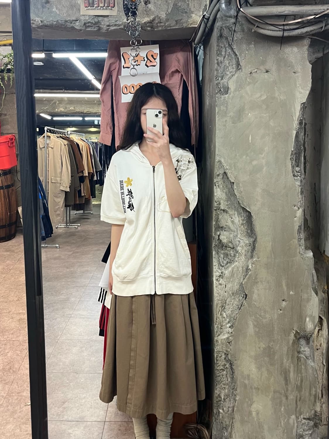 오리엔탈 디바인 사무라이걸 레터링 후드집업 화이트 M #csz3005 상품이미지2