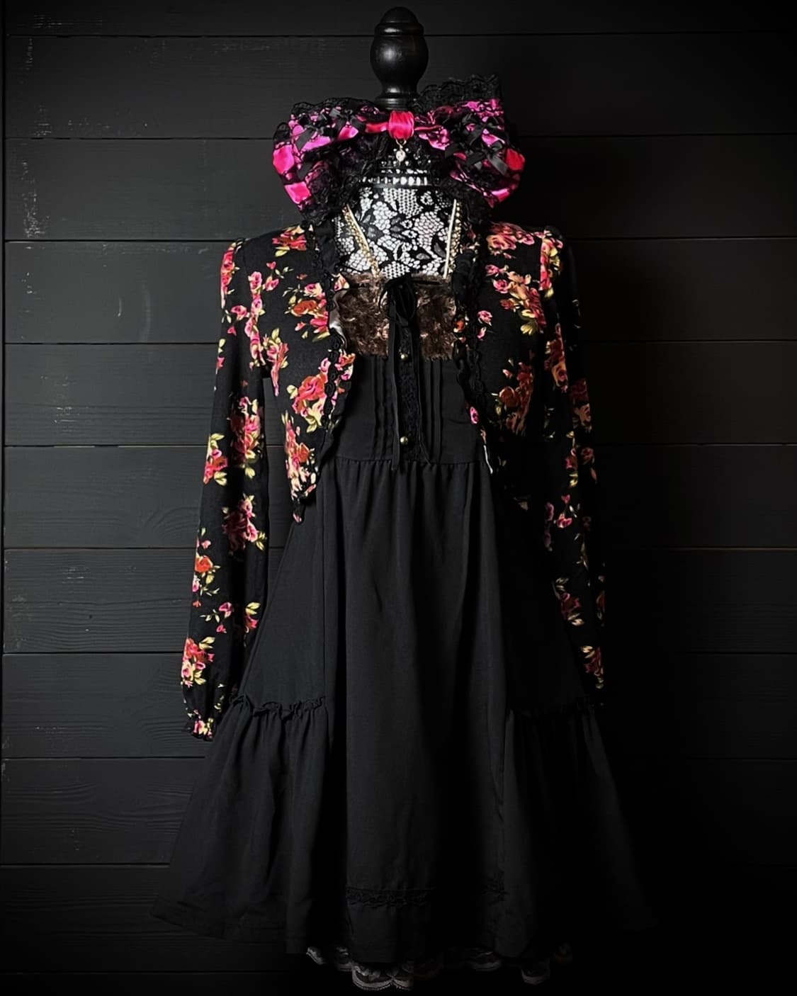 AXES FEMME 엑시즈팜 플라워 패턴 꽃무늬 퍼 리본 원피스 상품이미지1