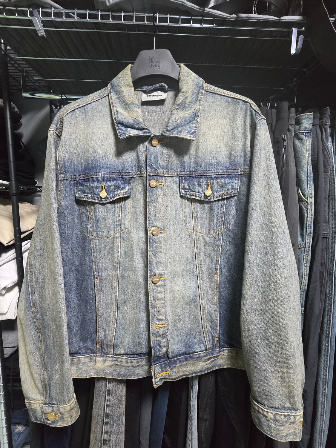 에센셜 데님 트리커 자켓 디스트레스드 인디고 L 상품이미지3