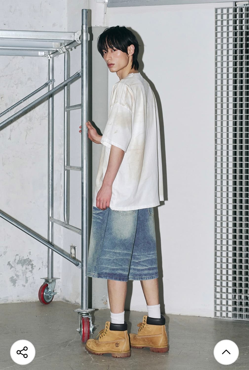 [택 제거 새상품] 어널러코드 페이드 버뮤다 데님 팬츠 (미디엄 블루,  상품이미지6