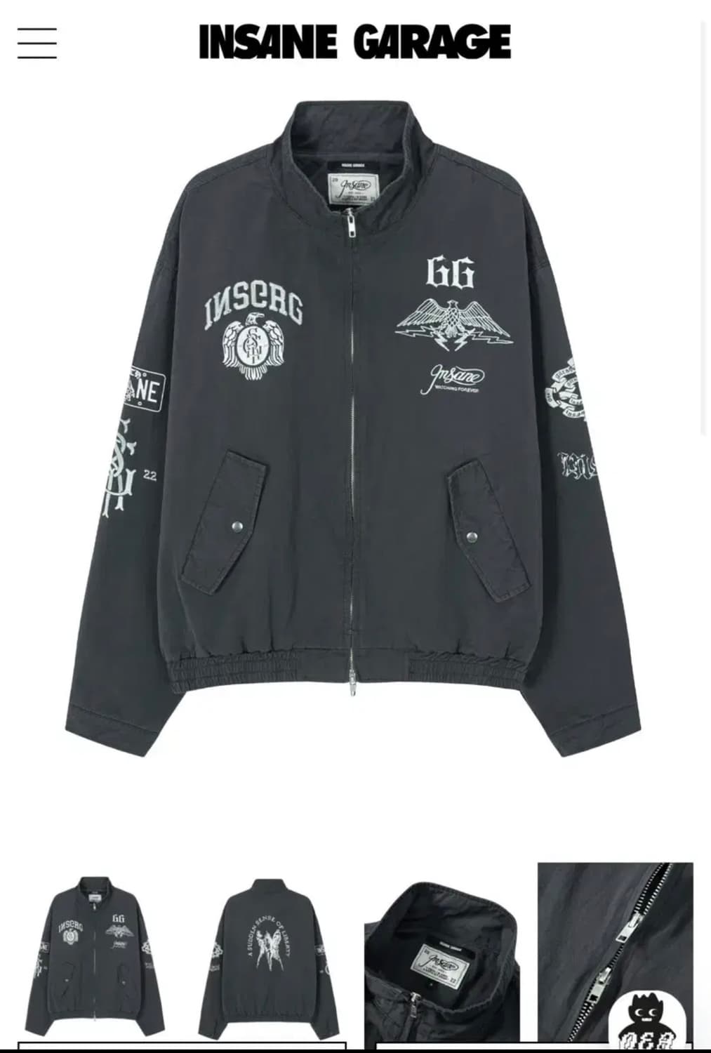인세인개러지 해링턴 자켓 차콜 3사이즈 상품이미지1