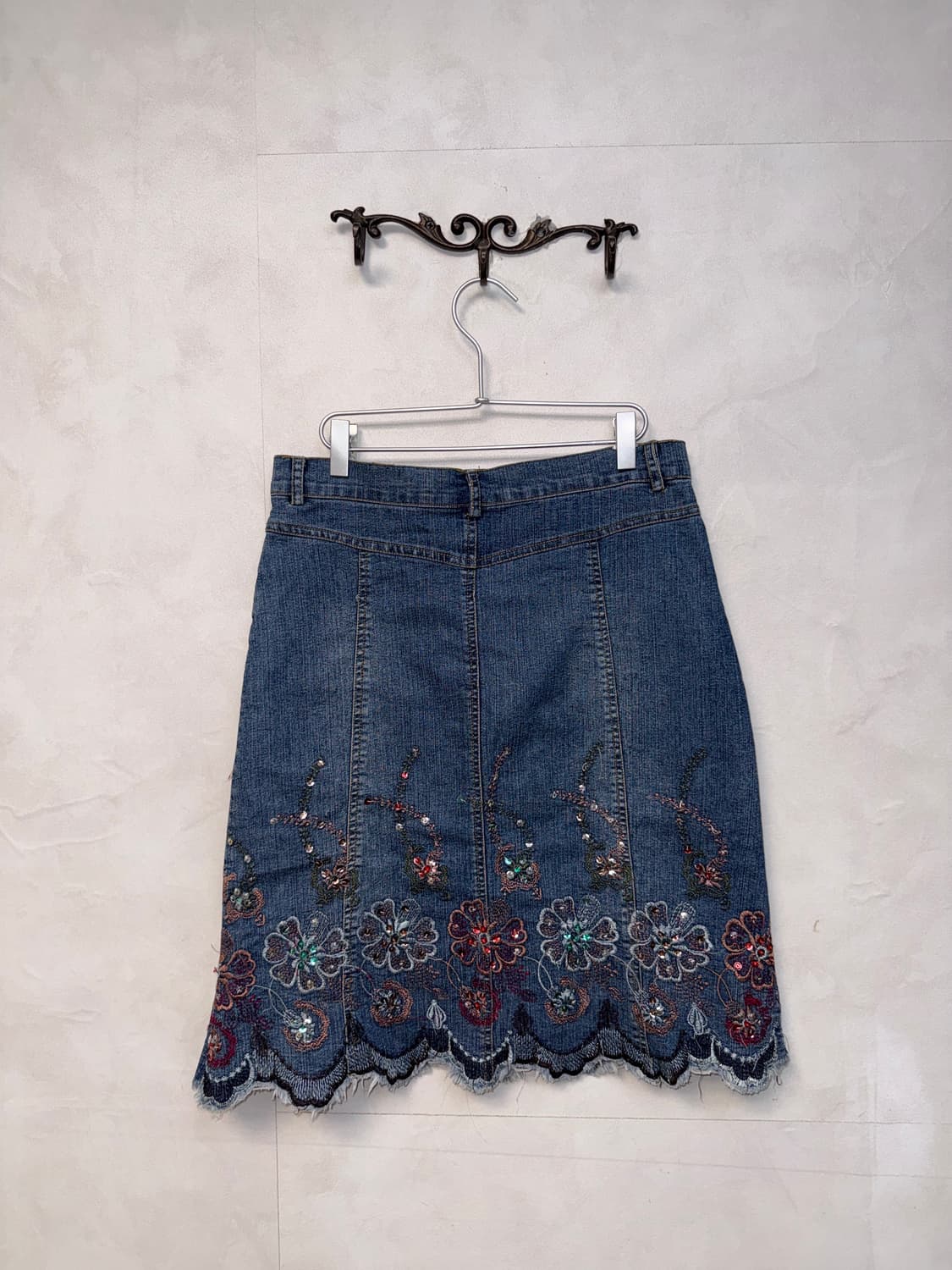 Denim fairy flower cubic midi skirt 상품이미지3