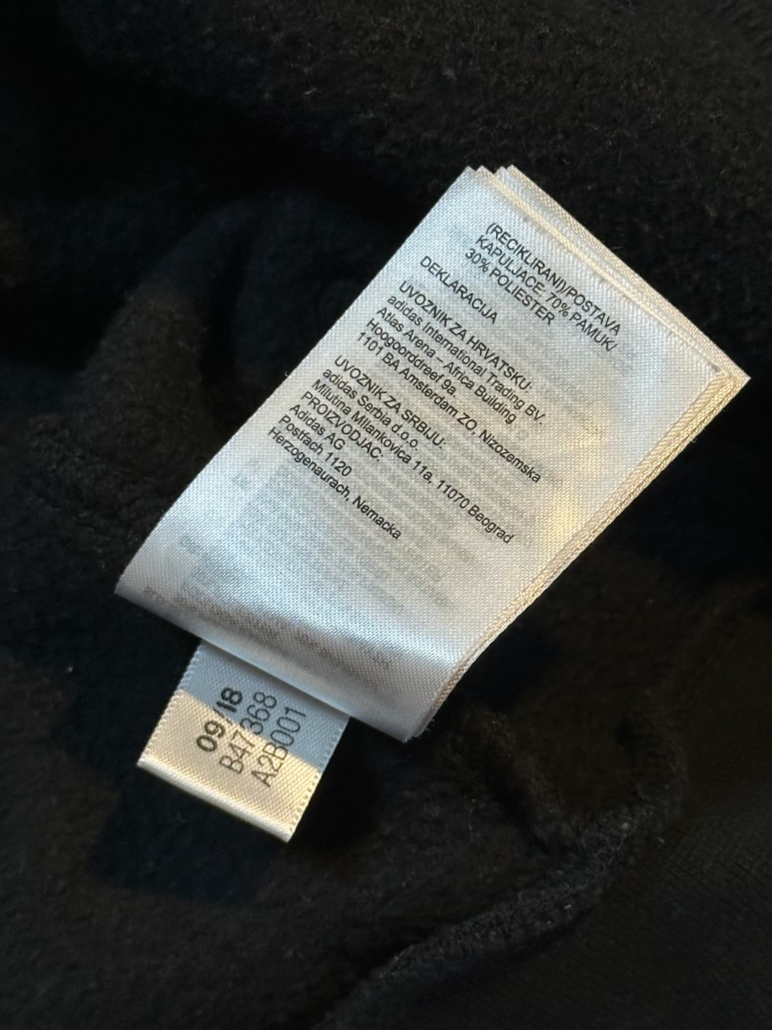 아디다스 ADIDAS 삼각로고 사이드라인 후드집업 블랙 상품이미지5