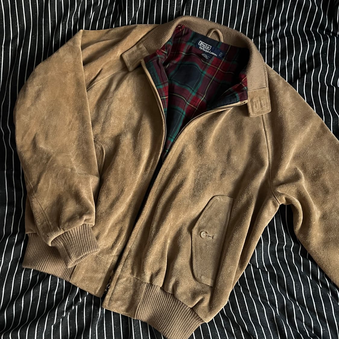 90s 폴로 스웨이드 헤링턴 자켓 L 베이지 상품이미지2