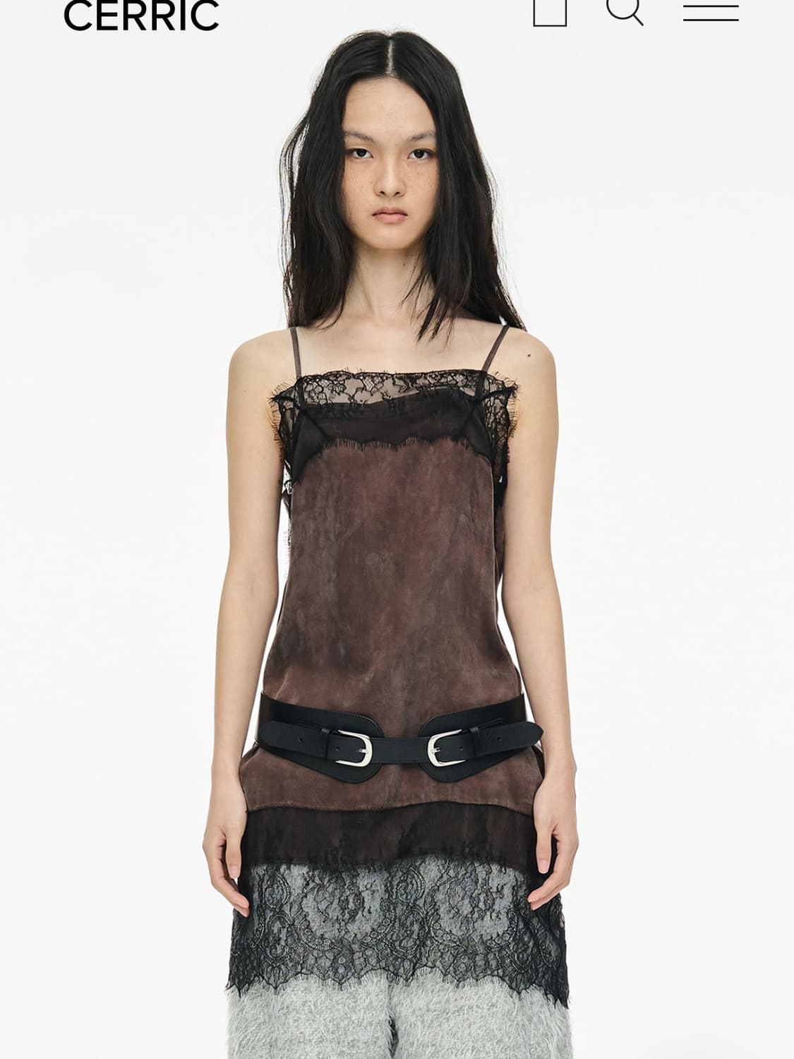 세릭 Lace Slip Dress _ Brown 상품이미지1