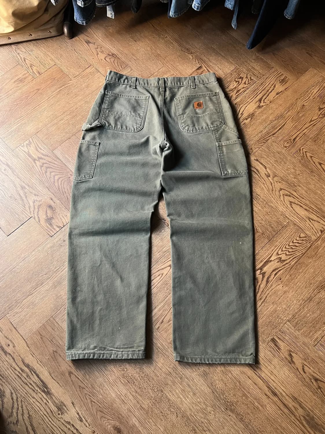 [34]칼하트 USA 빈티지 워싱 모스그린 싱글니 카펜터 워크 팬츠 상품이미지1