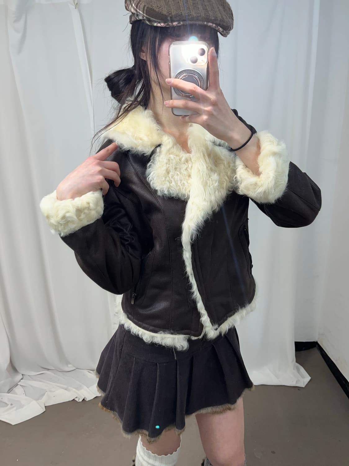 양털 트리밍 브라운 무스탕 상품이미지4