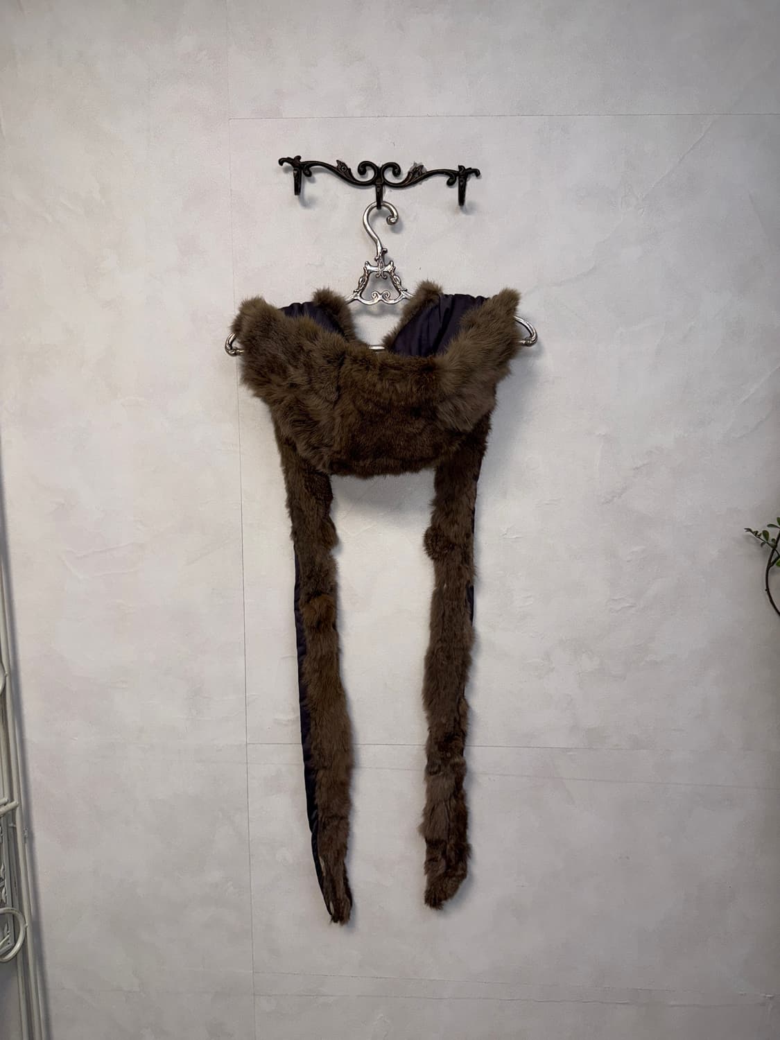 Mixed brown rabbit fur hood muffler 상품이미지1