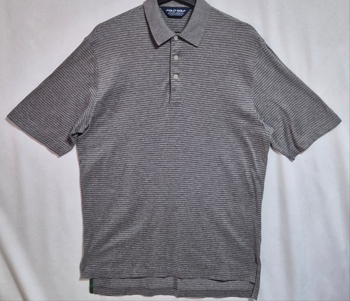 오버핏 S ) 폴로 골프 그레이 스트라이프 PK 반팔티 상품이미지1