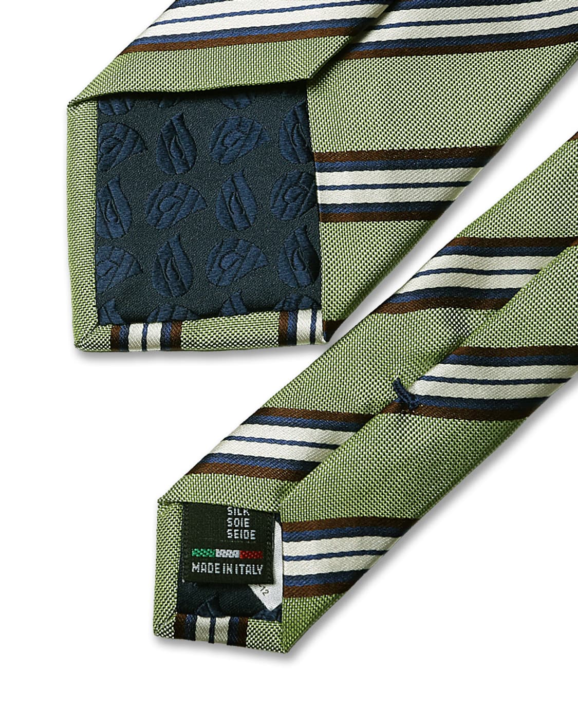 힐튼 [Hilton] 라이트 그린 실크 "메이드 이태리" 레지멘탈 타이 상품이미지3