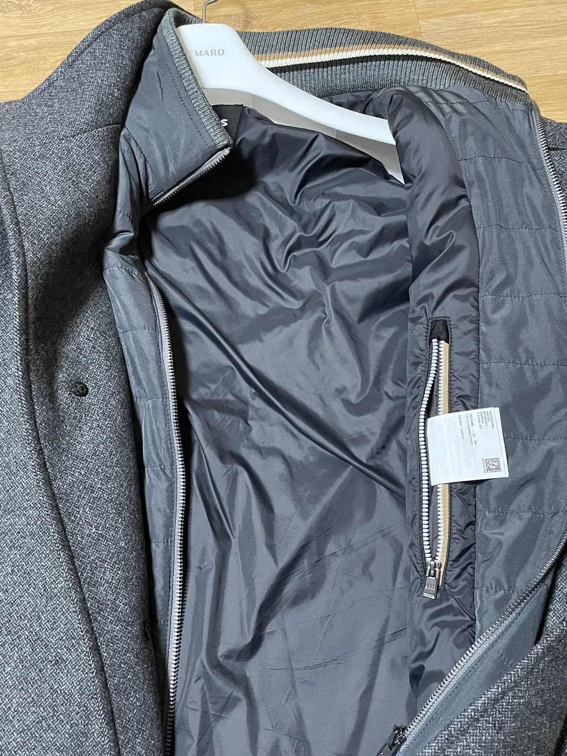 [정품] 휴고보스(BOSS) 남성 울 헤링본 코트 (패딩 라이너 포함)  상품이미지3