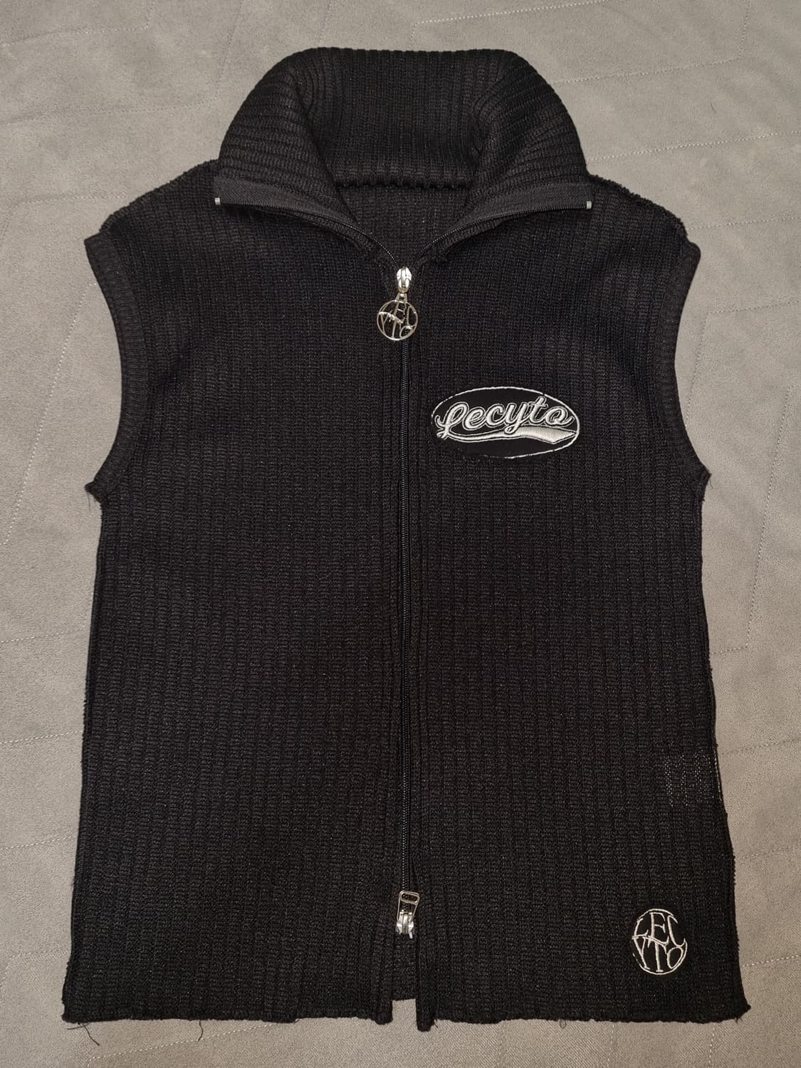 레씨토 웨이브 집업 니트 베스트 블랙 상품이미지1