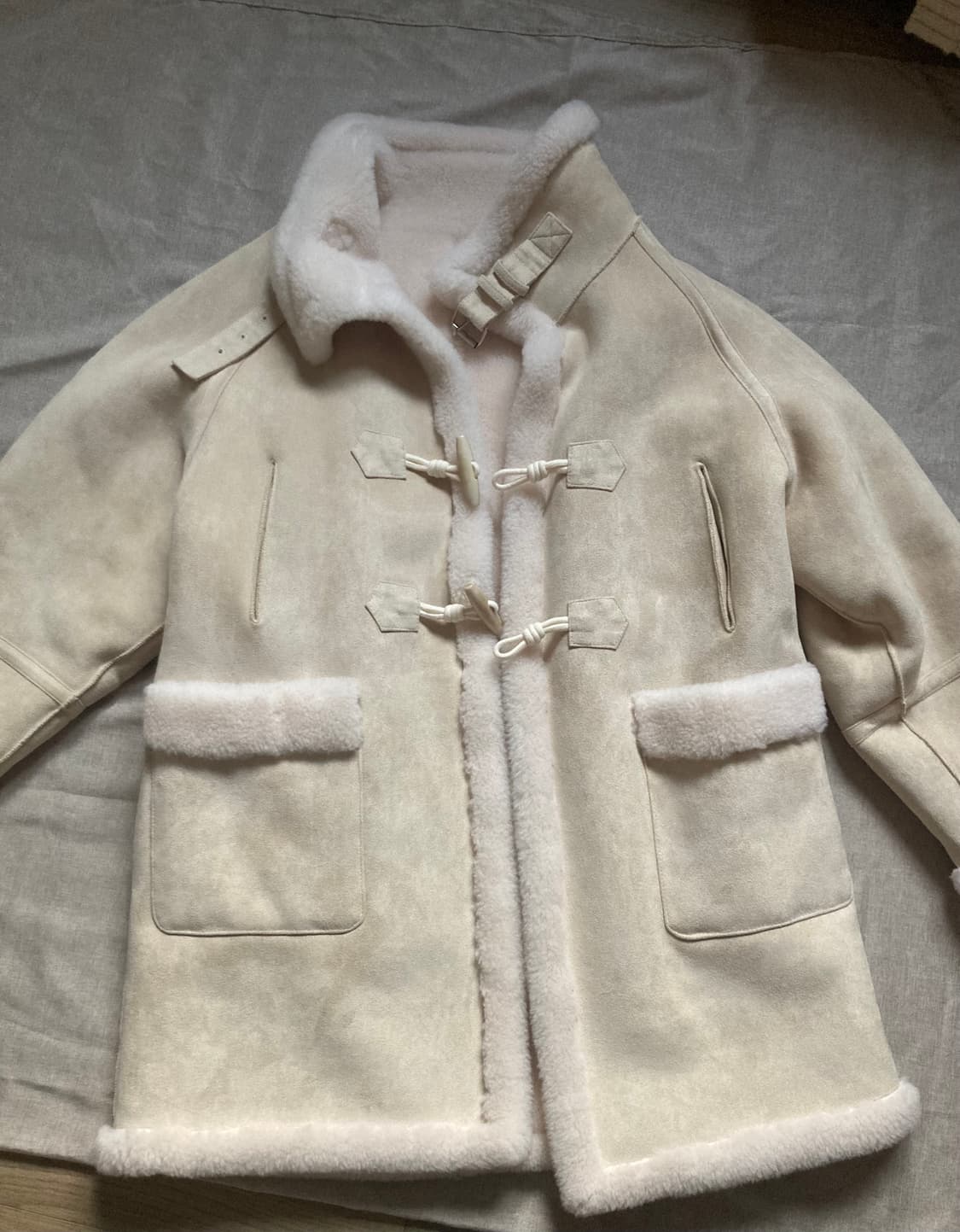 뮤제 100%램스울 리버시블 무스탕 아이보리 상품이미지7