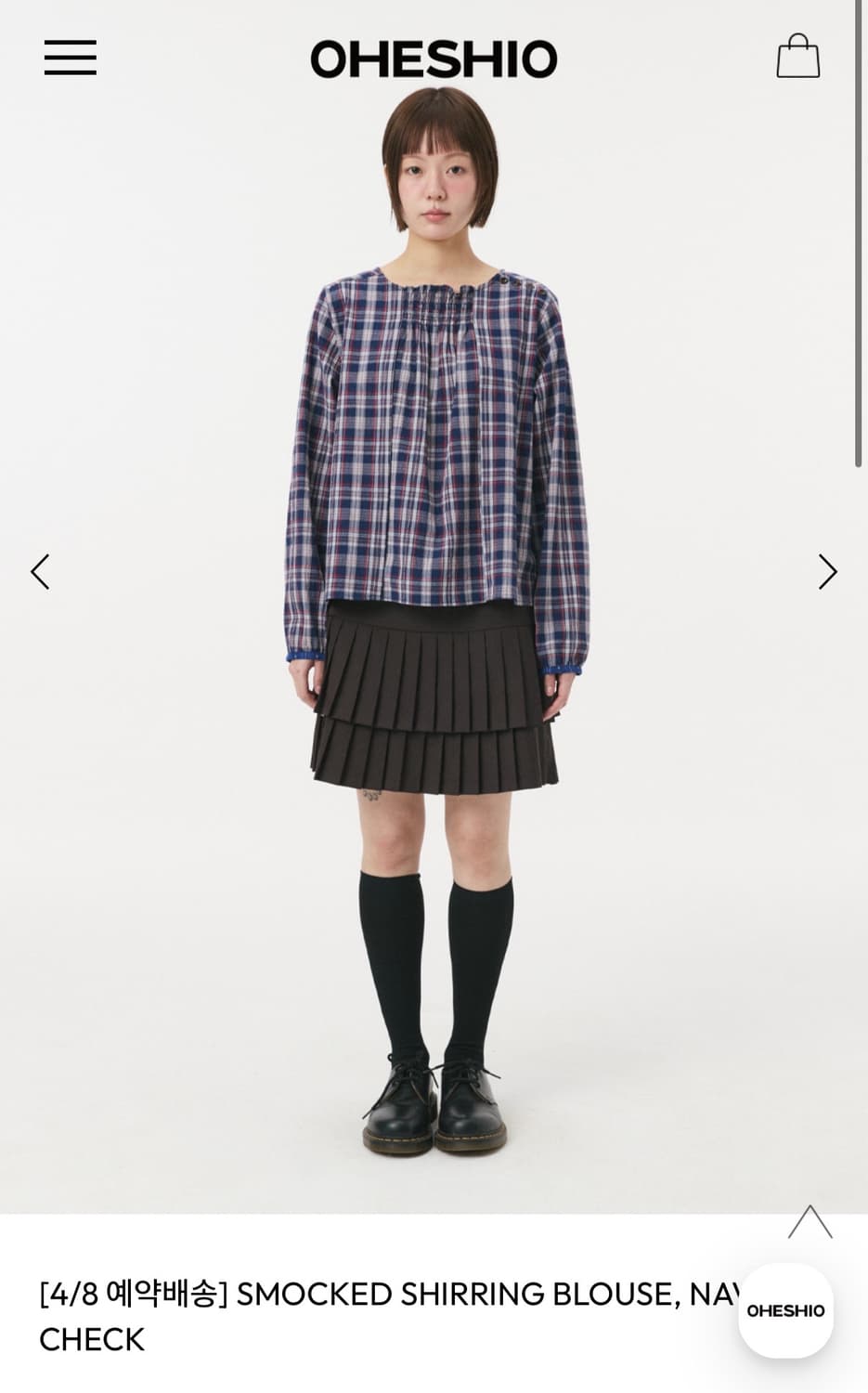 오헤시오 체크 블라우스 (택포) 상품이미지2