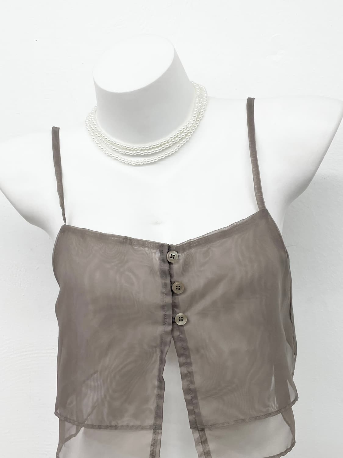 그레이 시어 버튼 뷔스티에 상품이미지2