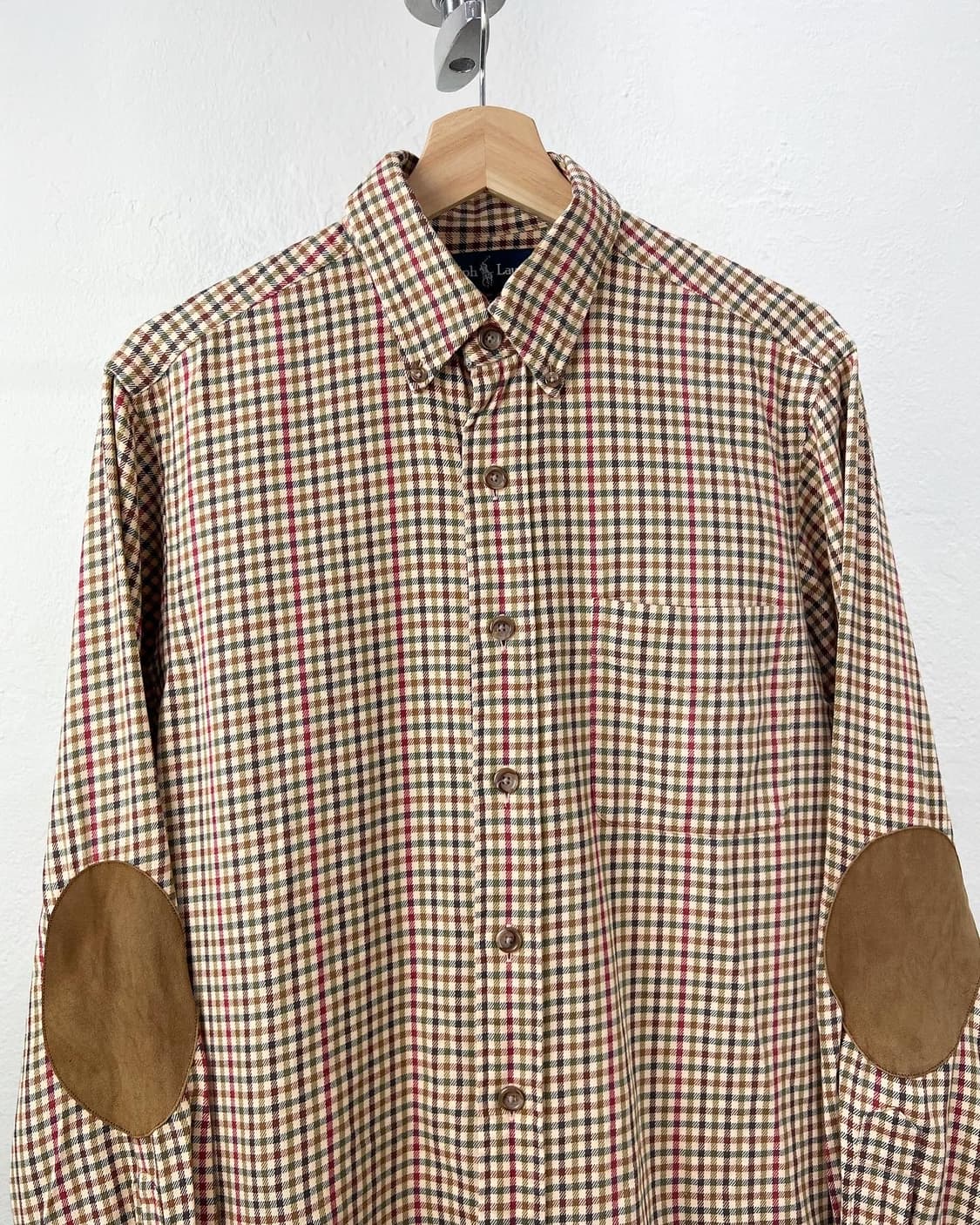 폴로 랄프로렌 베이지 체크 엘보패치 셔츠 상품이미지4