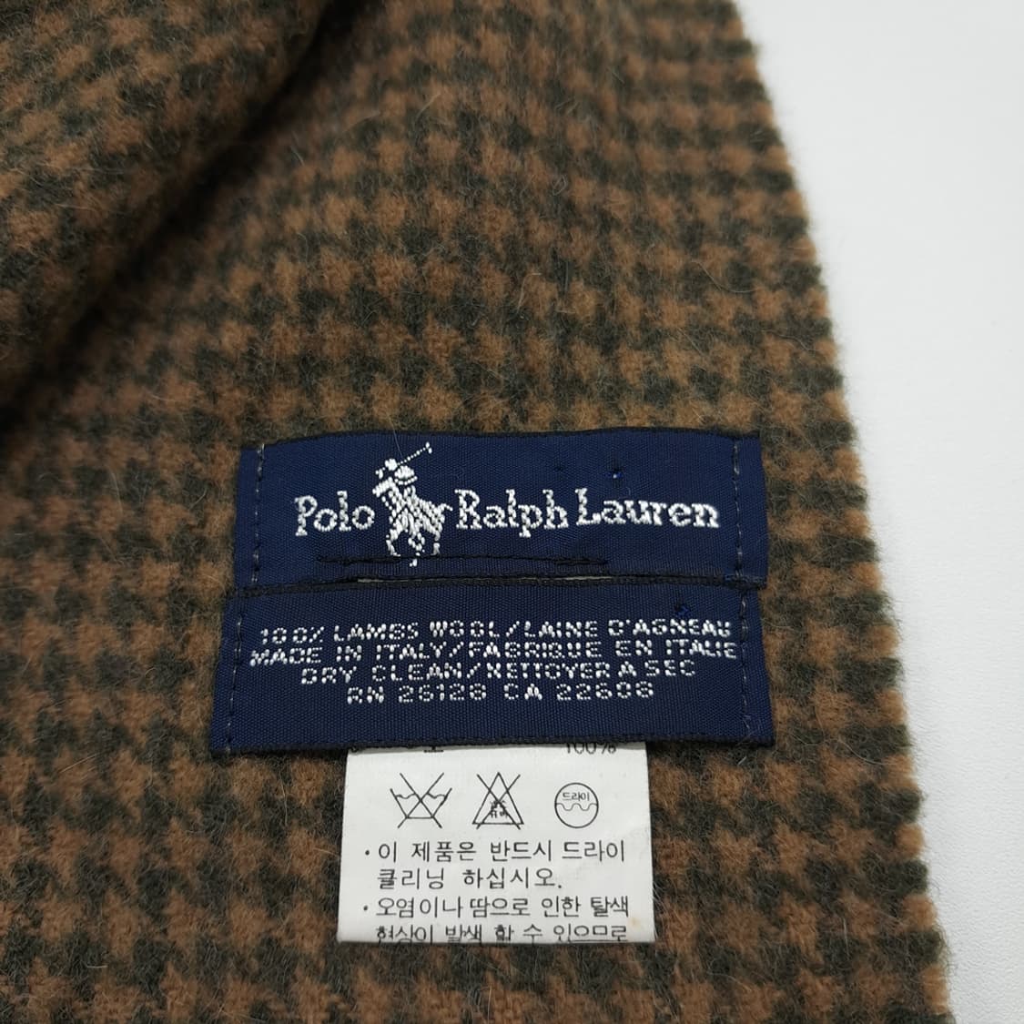 MX364 폴로 랄프로렌 100% 램스울 올리브그린 하운드투스 머플러 상품이미지6