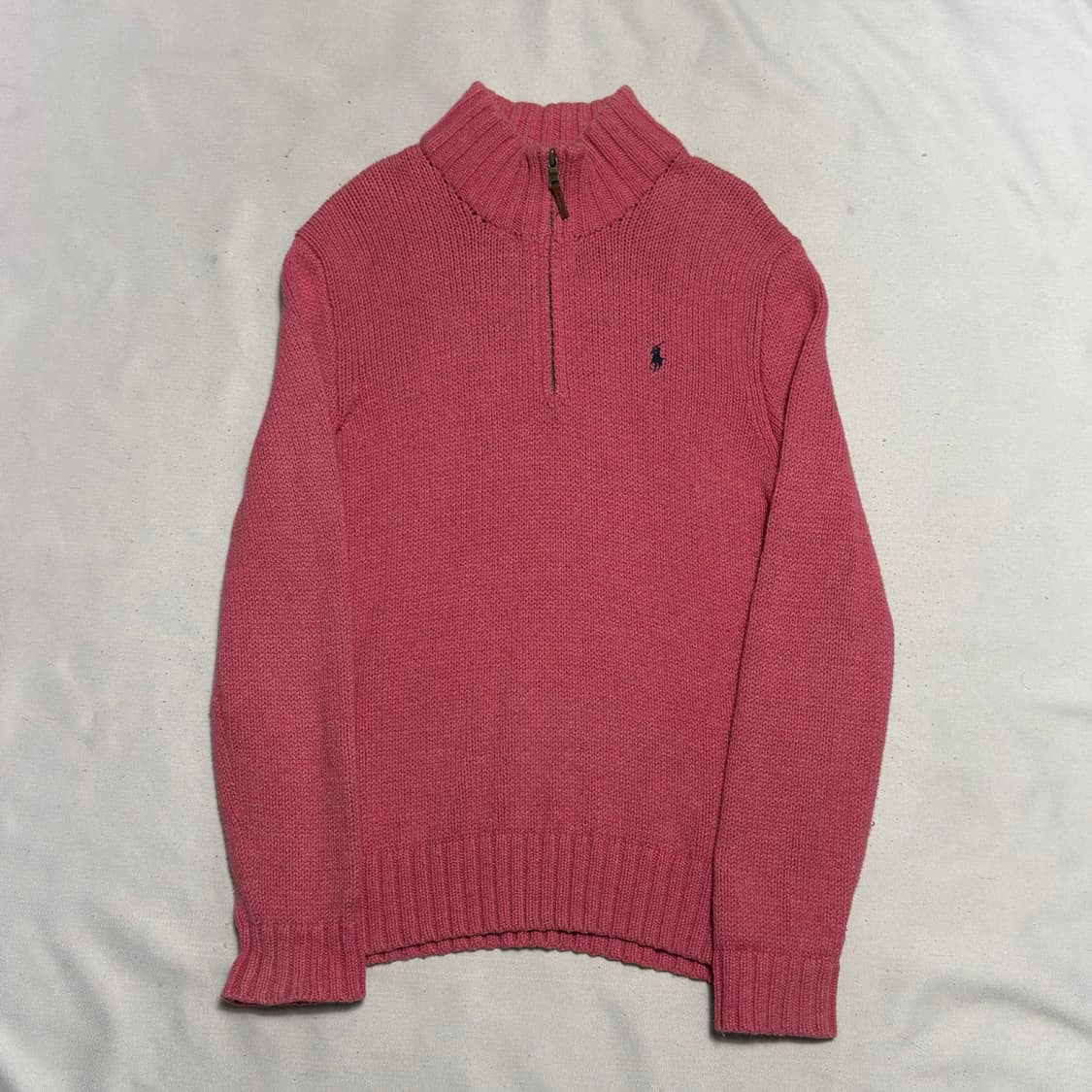 S 폴로랄프로렌 핑크 코튼 반집업 니트 상품이미지2