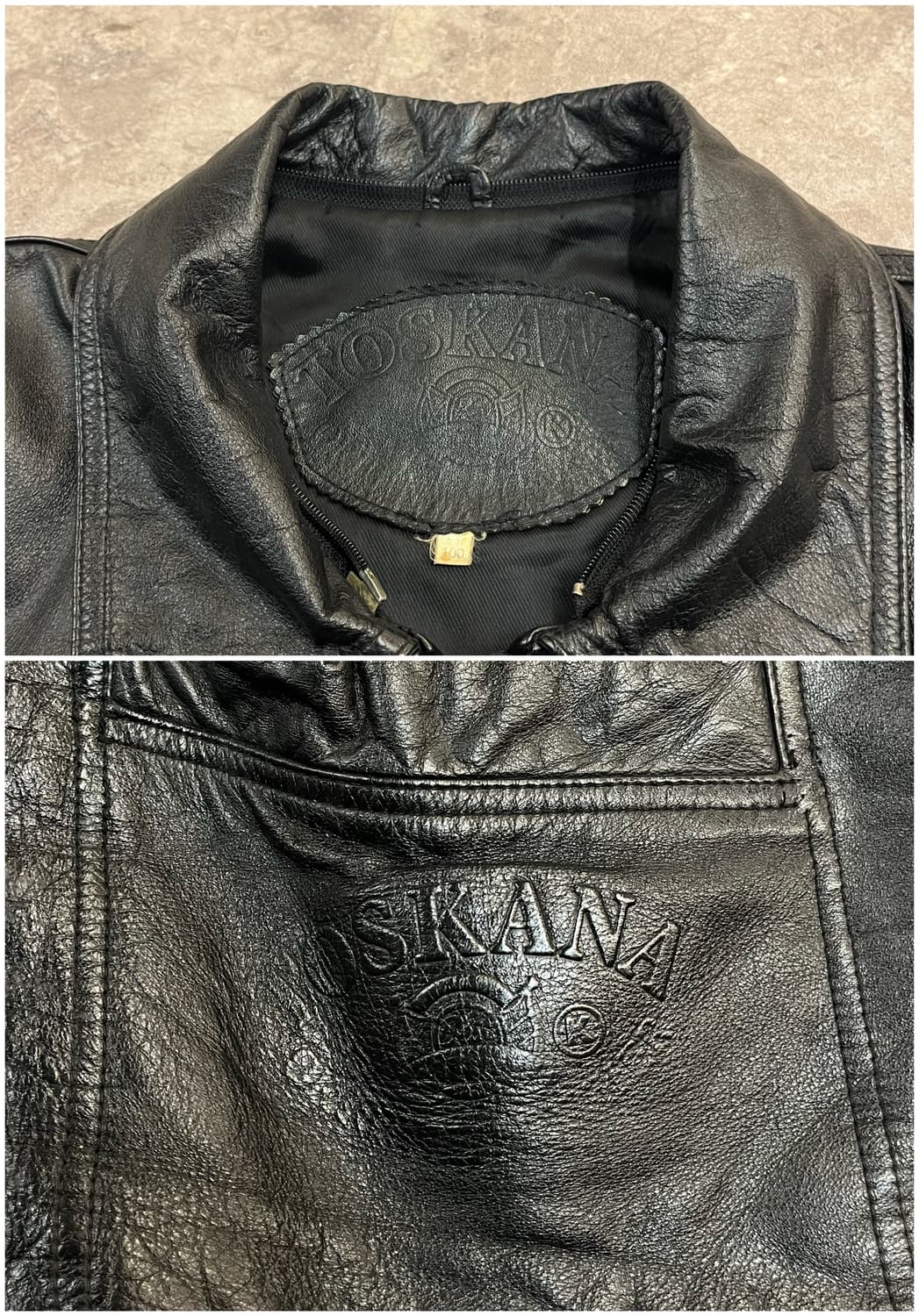 빈티지 오스카나 버튼 레더 자켓 블랙 100 #csz2143 상품이미지3