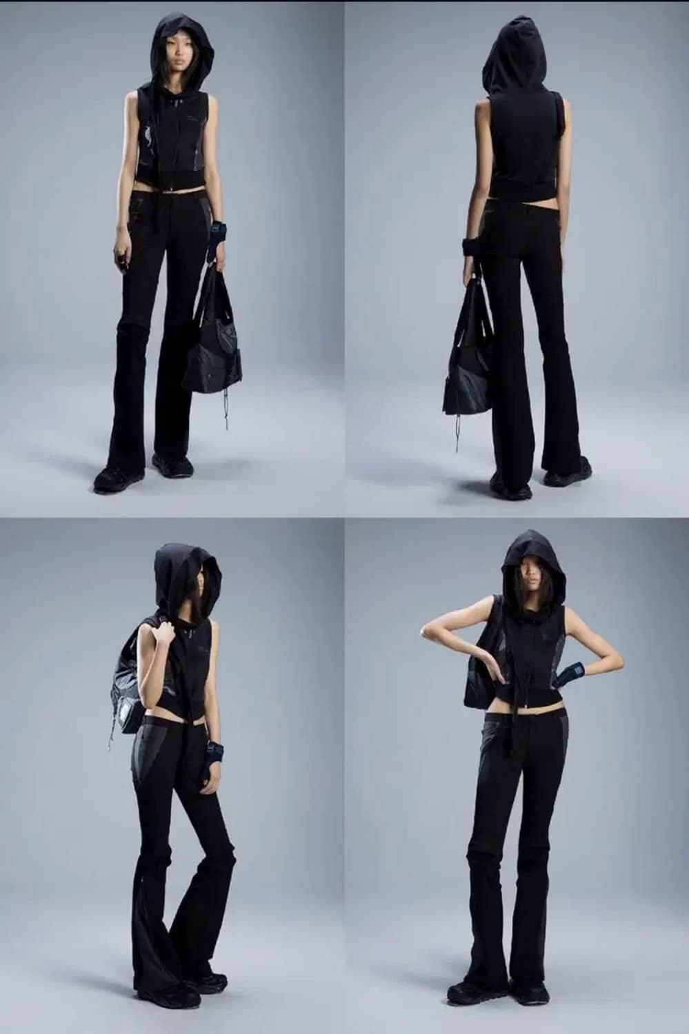 오호스 로우라이즈 니 디테일 팬츠 블랙 2(m) 상품이미지5