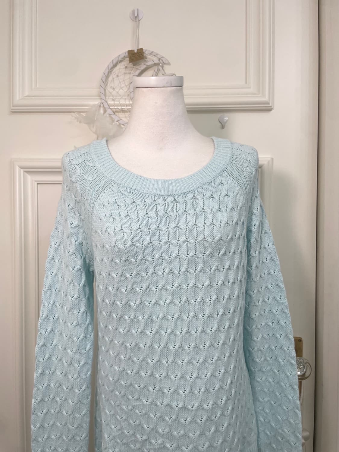 mint crochet point reglan cotton sweater 상품이미지5