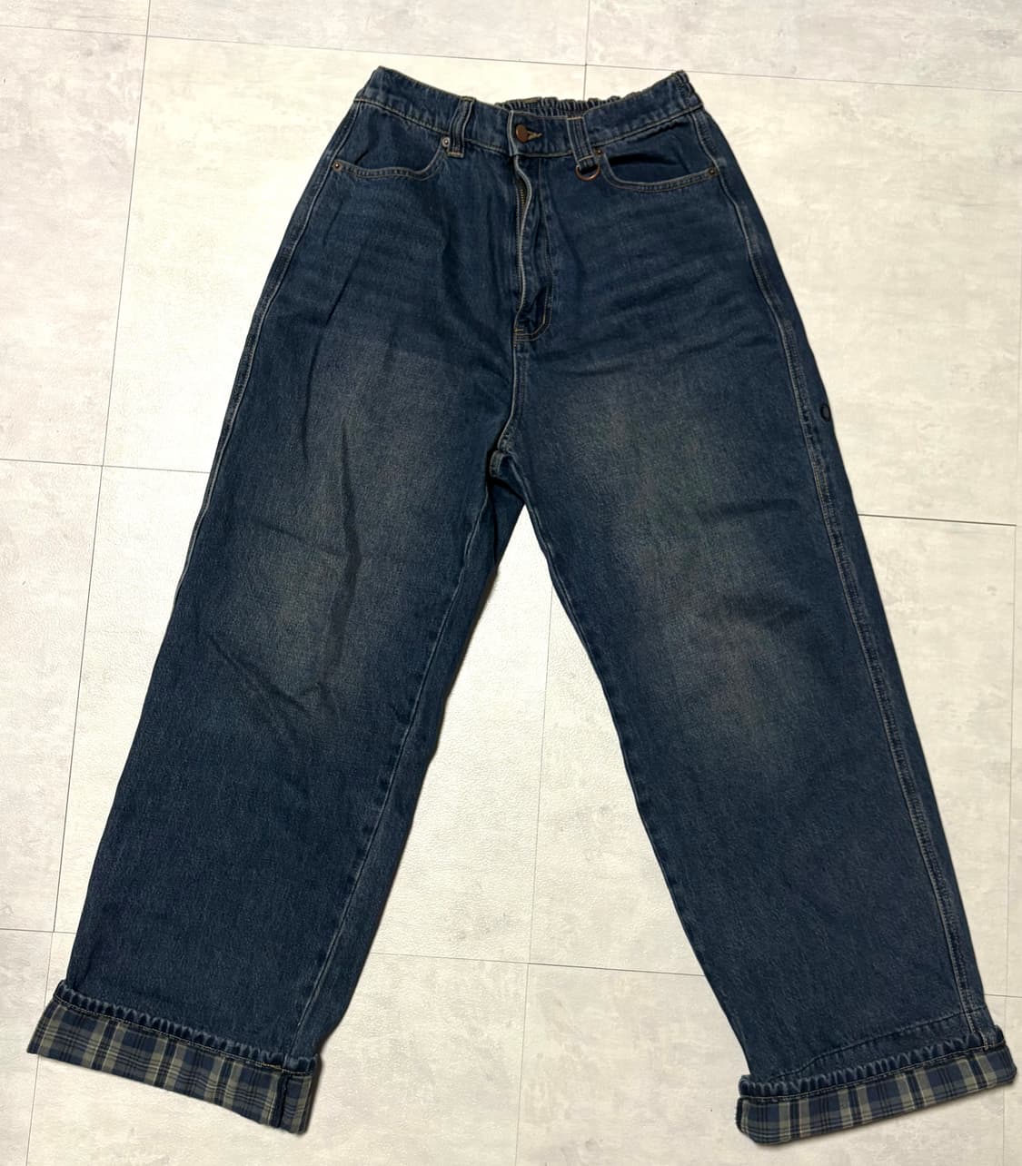 어반스터프 언커버 체크 데님 팬츠 다크블루 L 상품이미지2