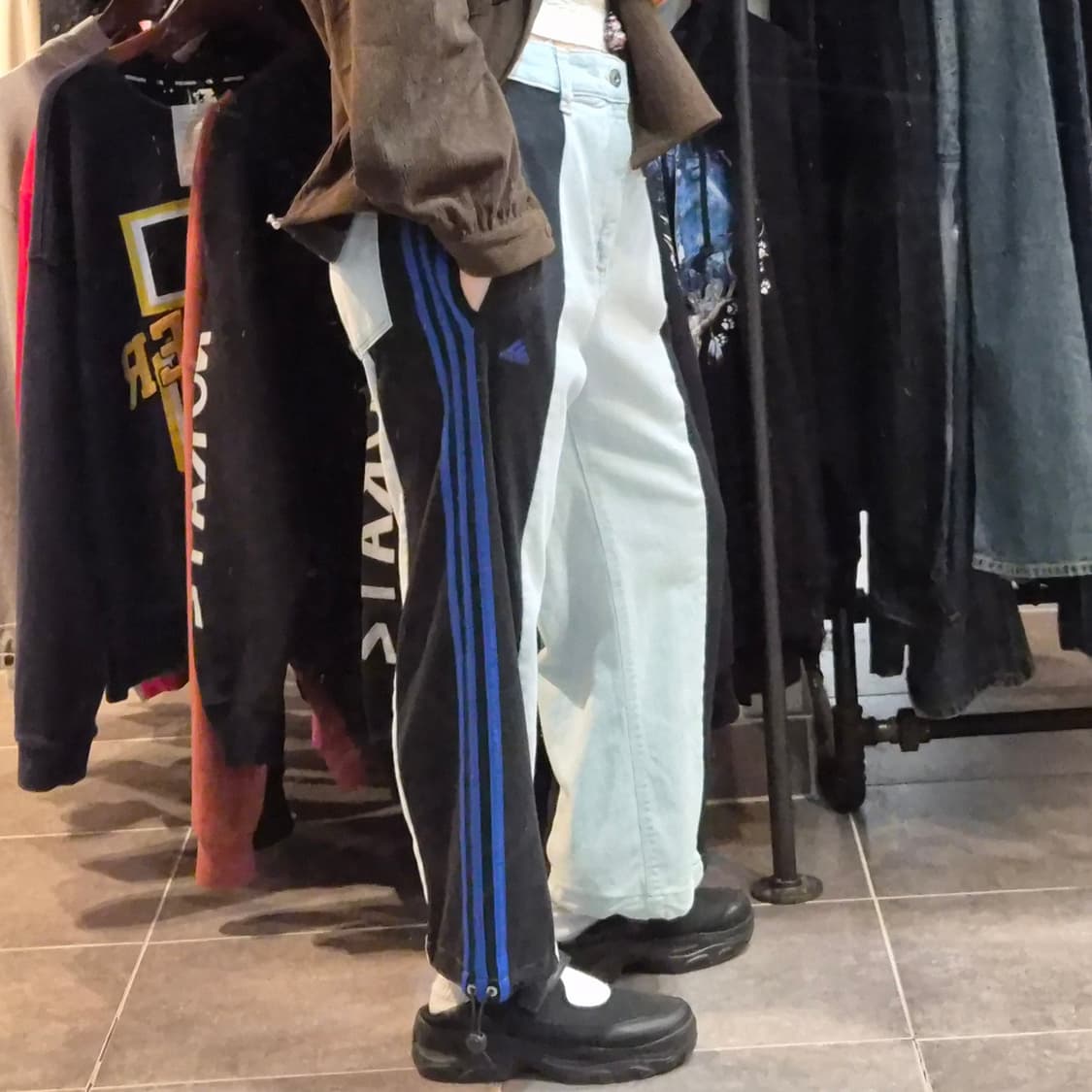 [NO.9] 데님 아디다스 트레이닝 믹스 팬츠 상품이미지2