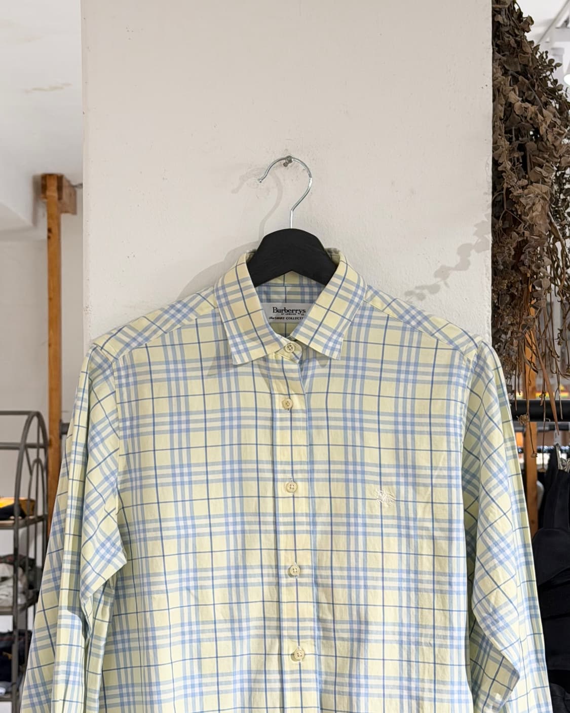버버리 옐로우 블루 체크 셔츠 상품이미지4