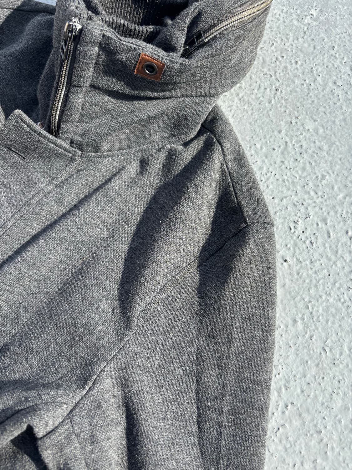 Y2K Bono-Hoodie Minimal Design Grey Zip  상품이미지6