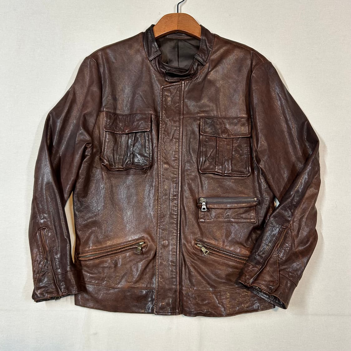 M) 빈티지 멀티 포켓 이탈리안 램스킨 레더 양가죽 자켓 상품이미지1