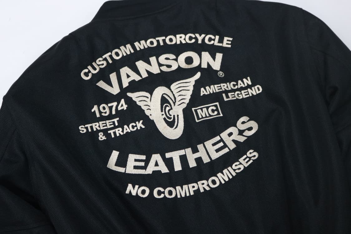 VANSON 밴슨 빈티지 올 블랙 멀티 와펜 메쉬 레이싱 자켓 (L) 상품이미지3