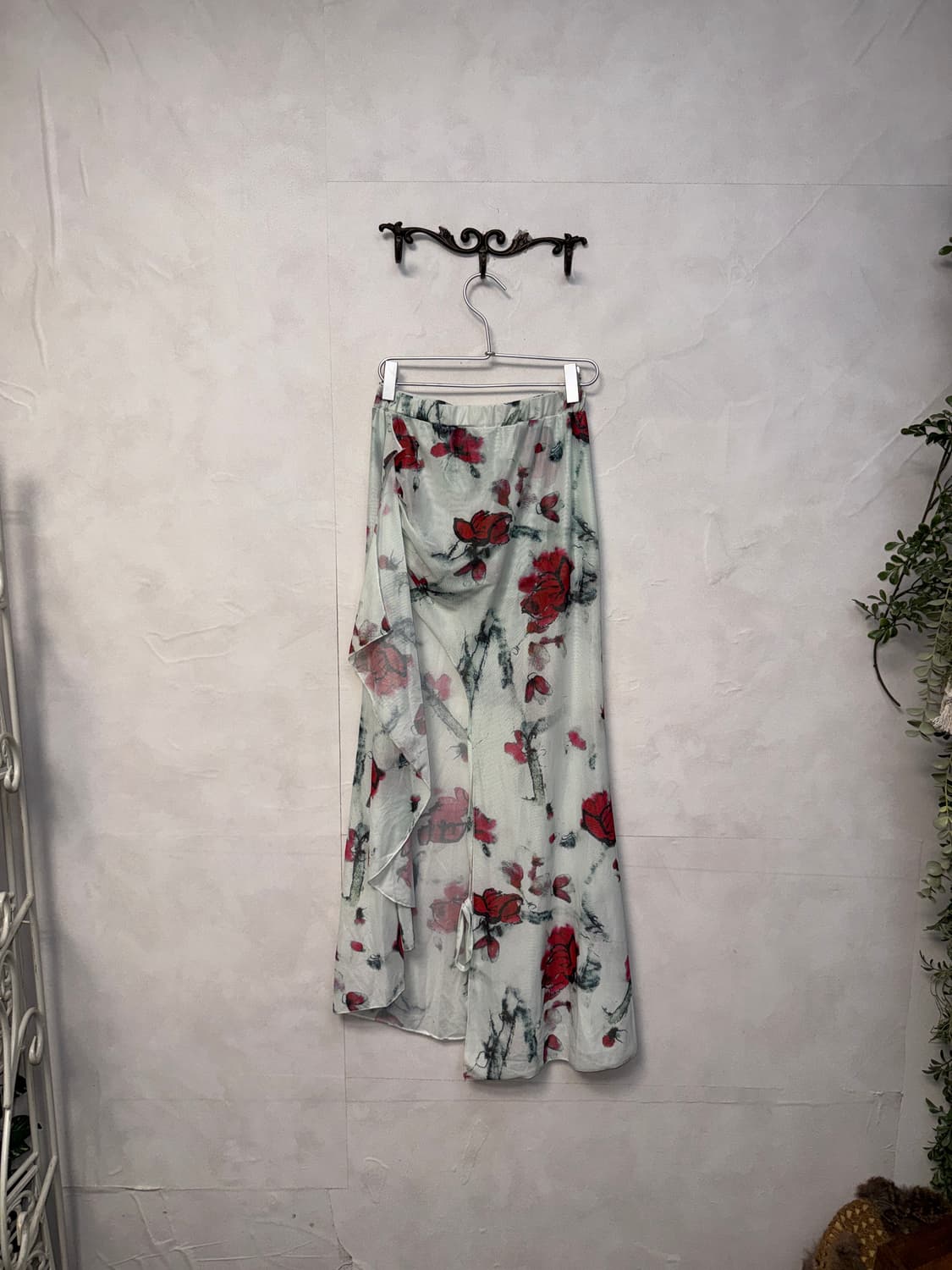 Sky blue oriental floral ruffle satin sk 상품이미지4