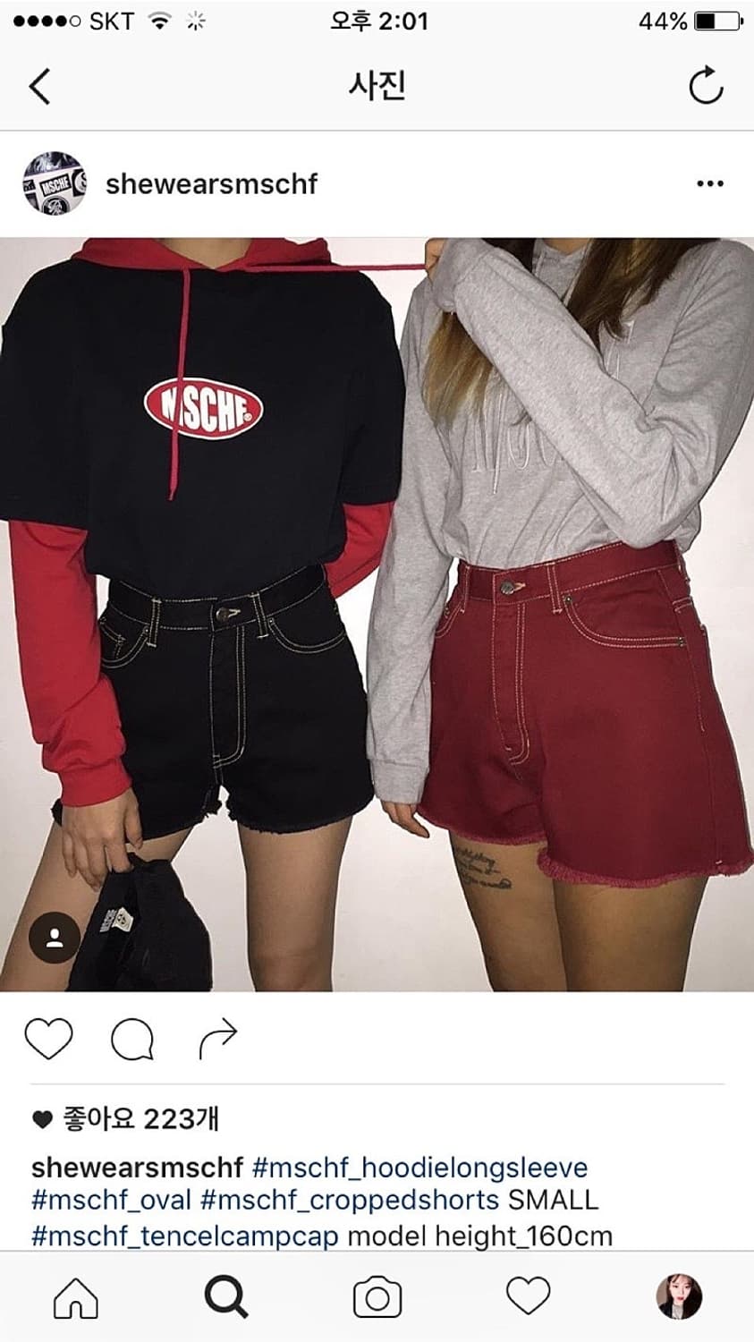 미스치프 크롭쇼츠 블랙 S 상품이미지2