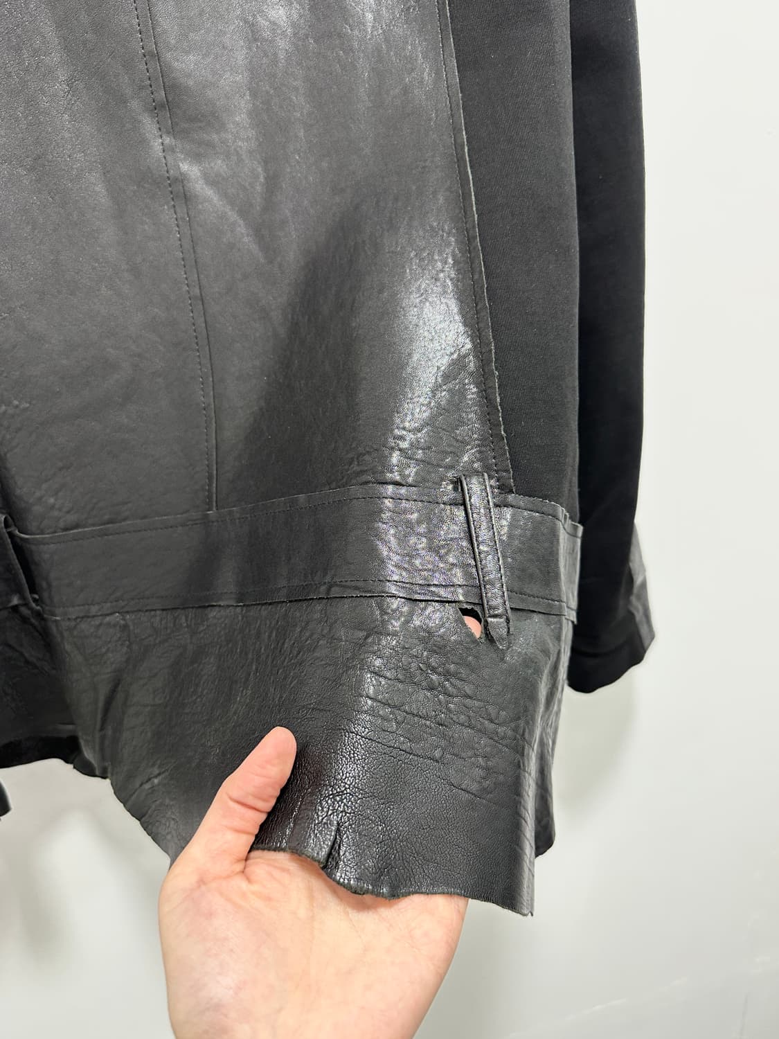 Asymmetric drape sheepskin leather jacke 상품이미지9