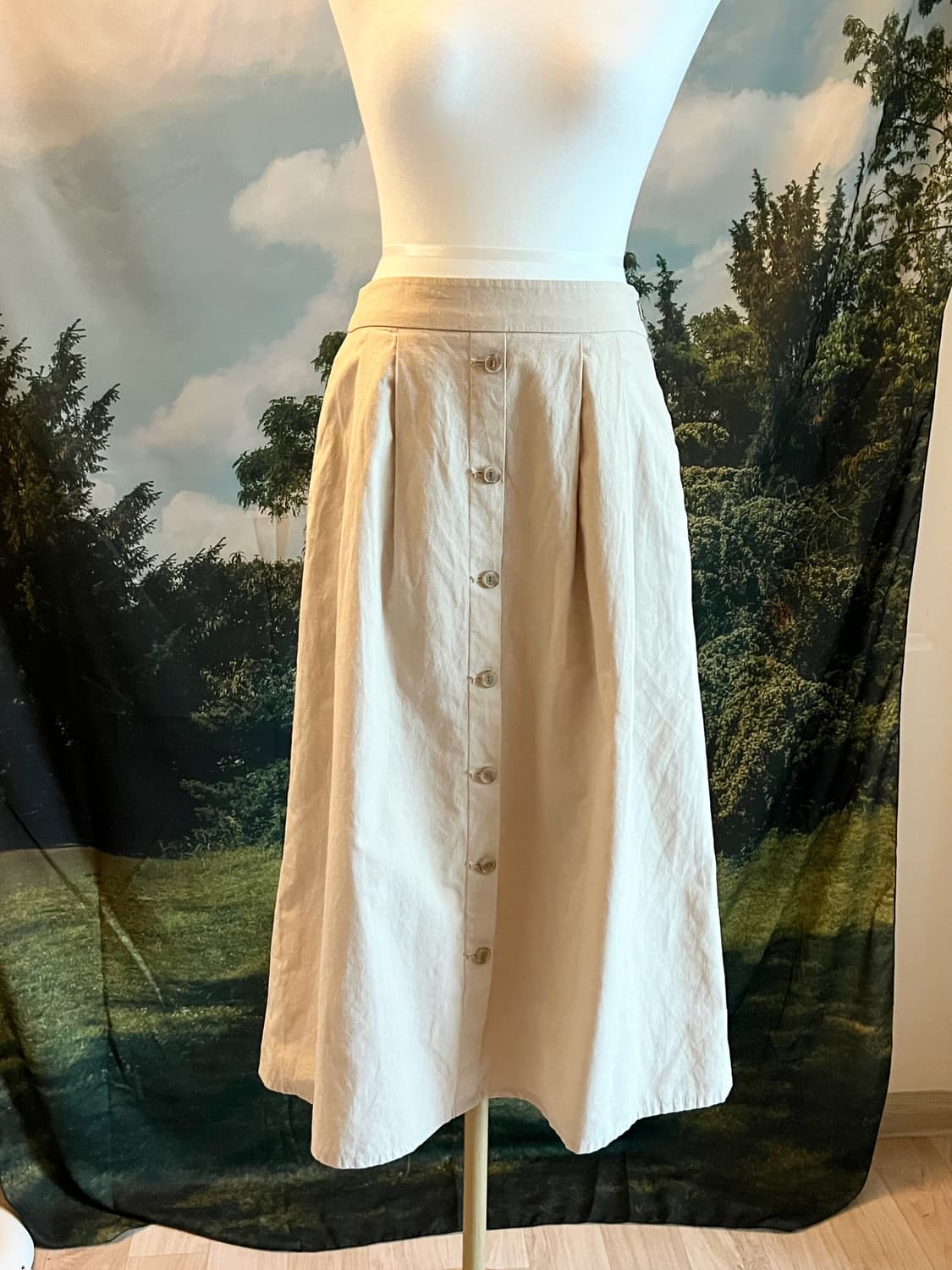 Button Detail Cotton Midi Skirt 상품이미지1