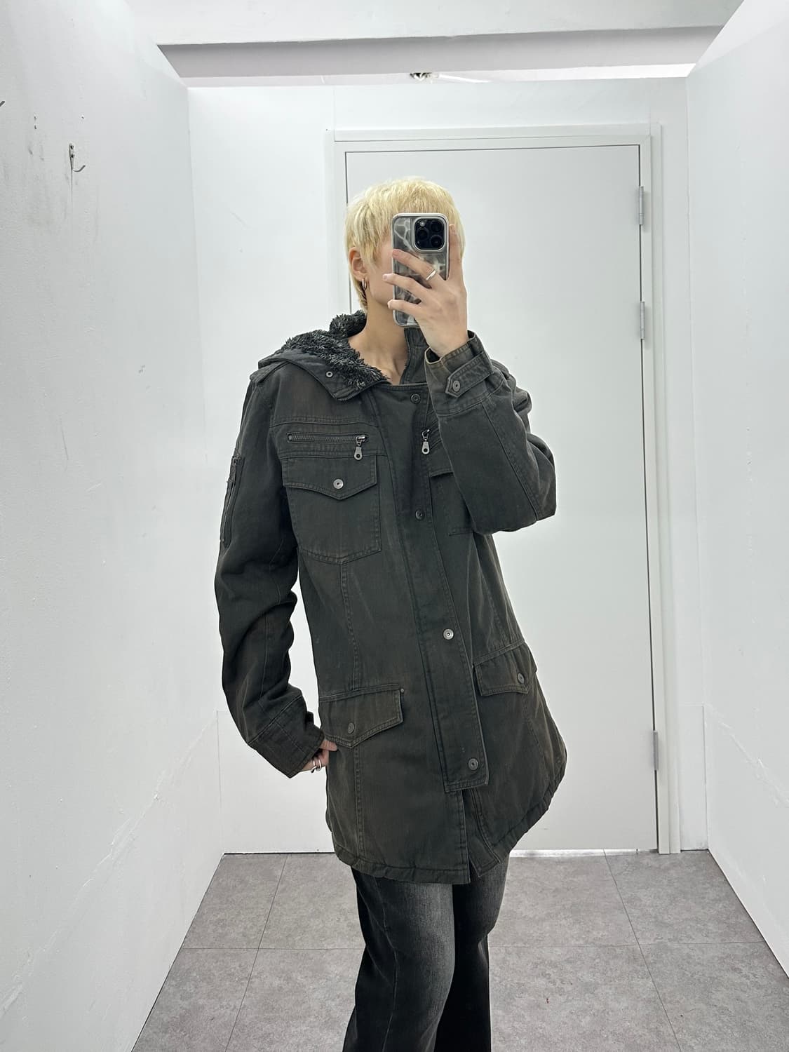 Jpn create barefoot grunge fade fur hood 상품이미지2